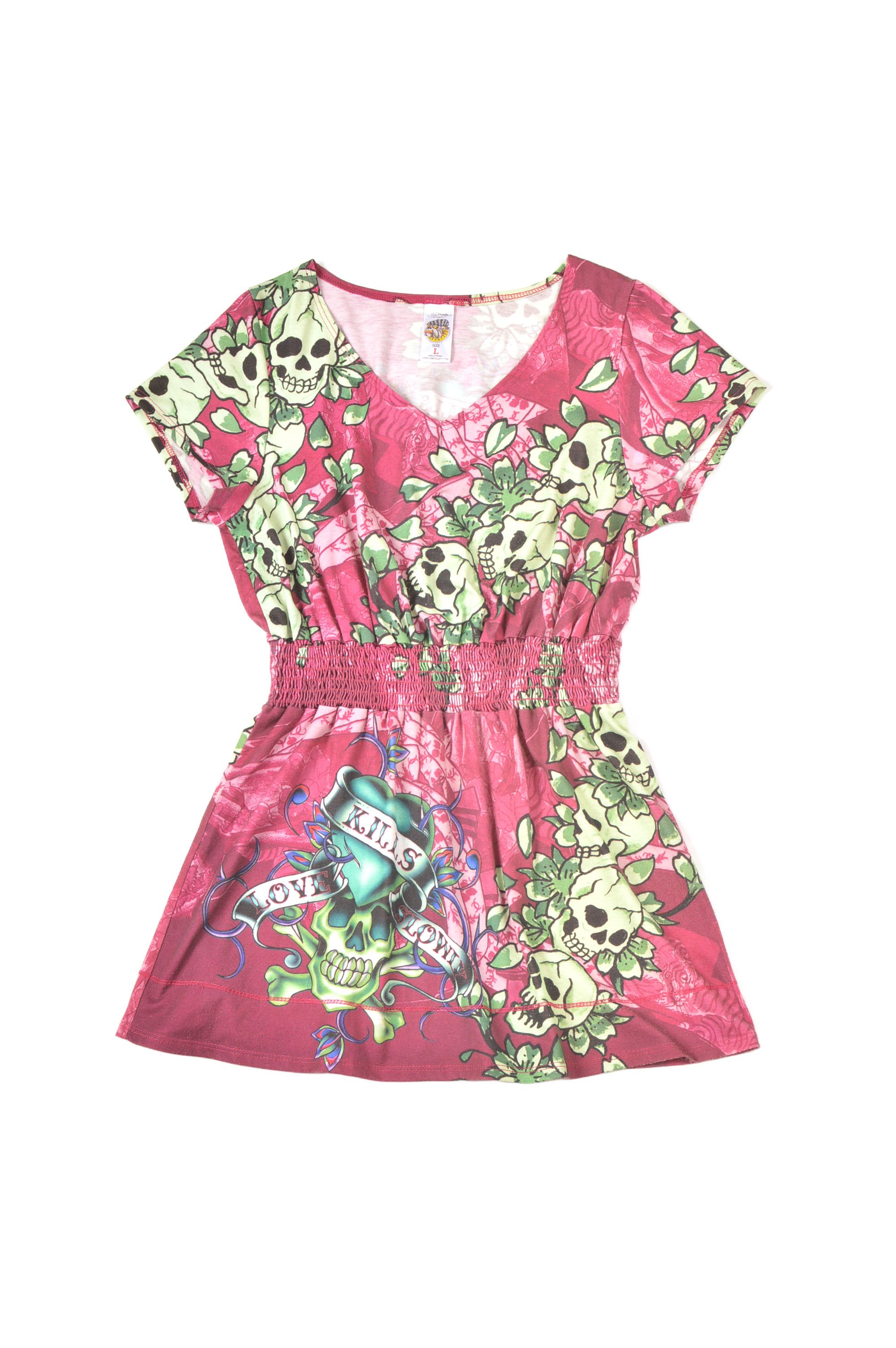 Ed Hardy × Vintage Ed Hardy Love Kills Slowly Skull Print Vintage Mini Dress Size L / US 10 / IT 46 - 1 Thumbnail