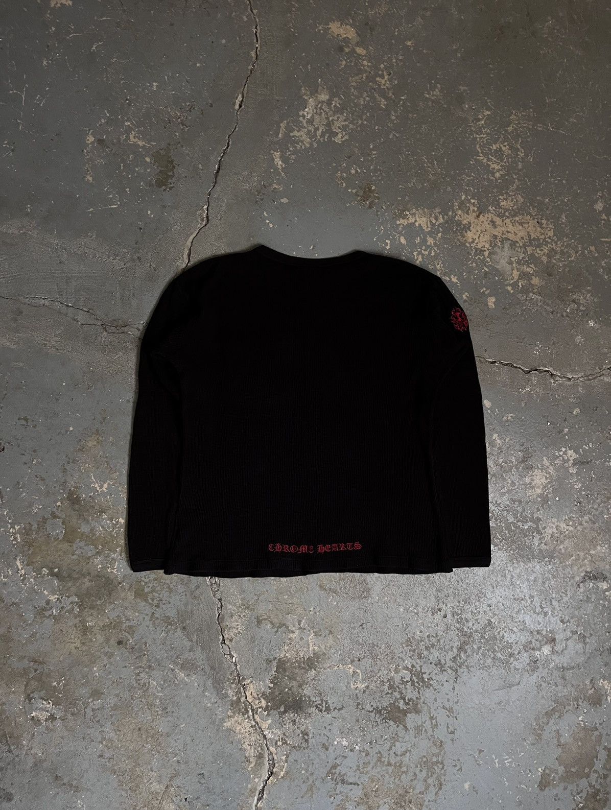 image of Chrome Hearts Dagger Embroidered Thermal Longsleeve in Black, Men's (Size Large)