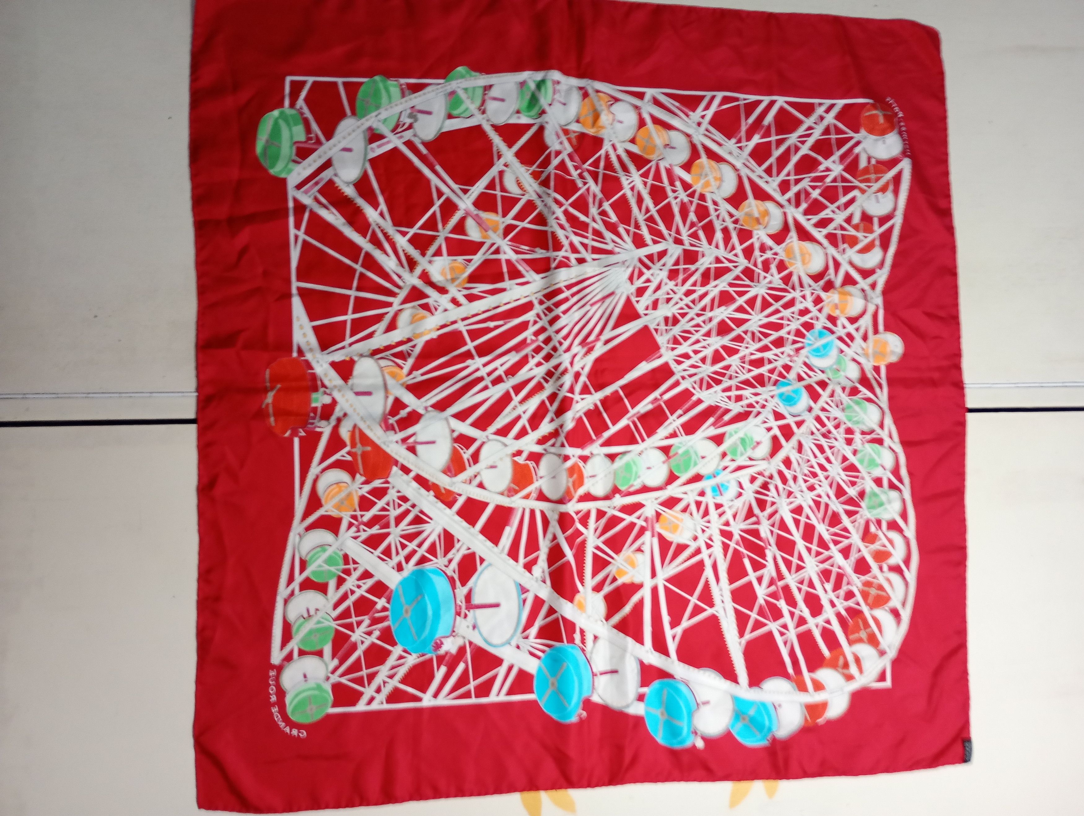 Hermes Hermès Red Grande Roue Carousel 90cm Silk Scarf Size ONE SIZE - 14 Thumbnail