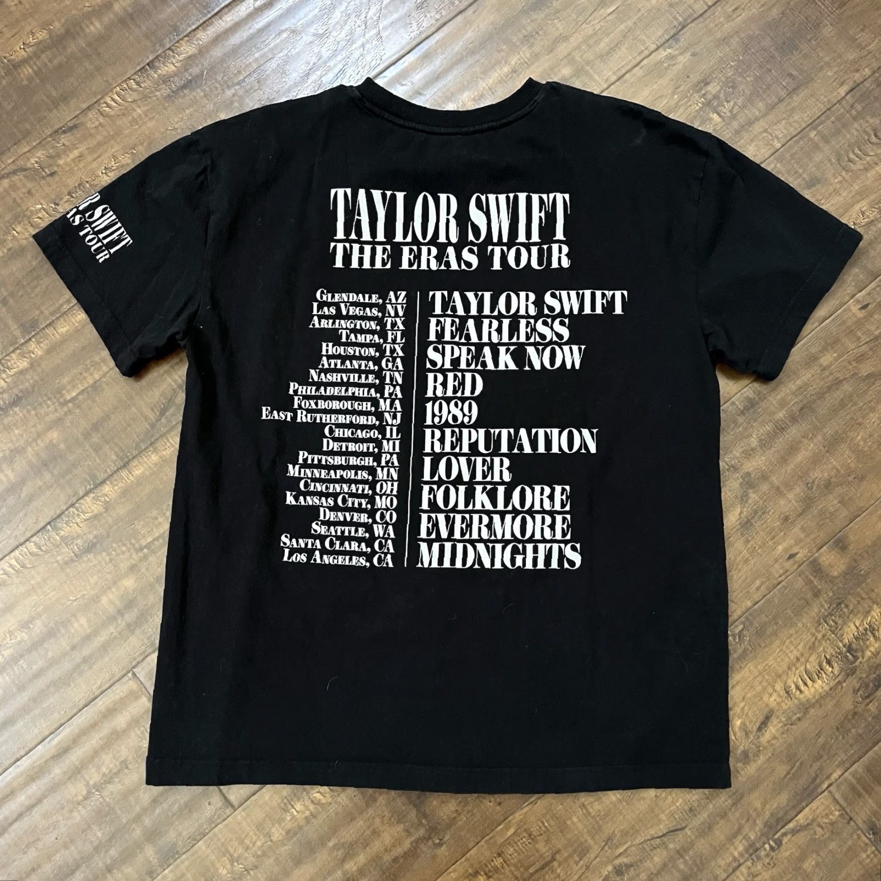 Vintage Taylor Swift The Eras Tour US Dates Official Concert Merch Black T-shirt Ladies L Large Short Sleeve Cotton Shirt Womens Size L / US 10 / IT 46 - 6 Thumbnail