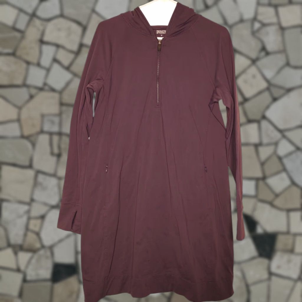 Duluth Trading Company Duluth Trading Co. Womens Tunic Hoodie 1/4 Zip Long Sleeve Purple Blue Knit Cotton Polyester Hooded Regular M Adult Womens Size M / US 6-8 / IT 42-44 - 1 Thumbnail