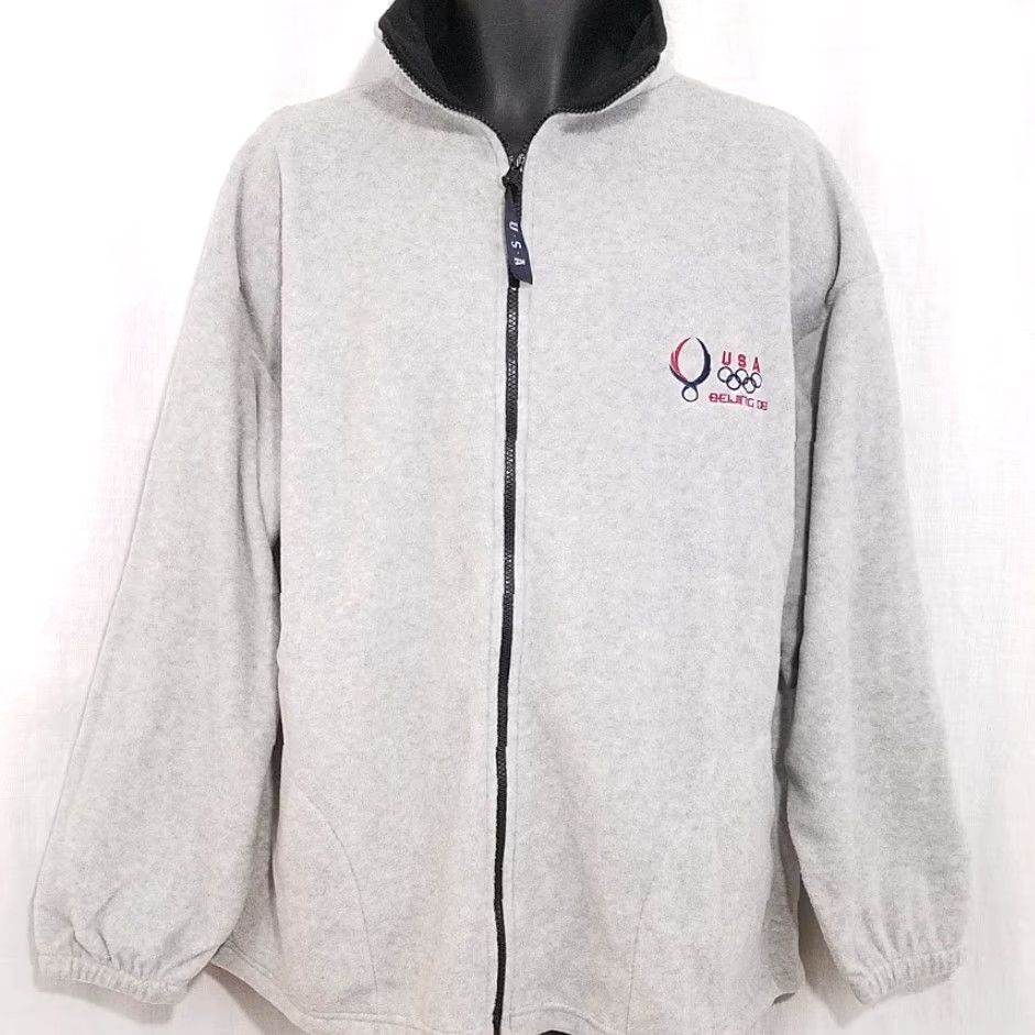 Vintage VINTAGE USA Olympic Beijing 2008 Fleece Jacket Full Zip Made In USA Mens XL Gray Size US XL / EU 56 / 4 - 3 Thumbnail