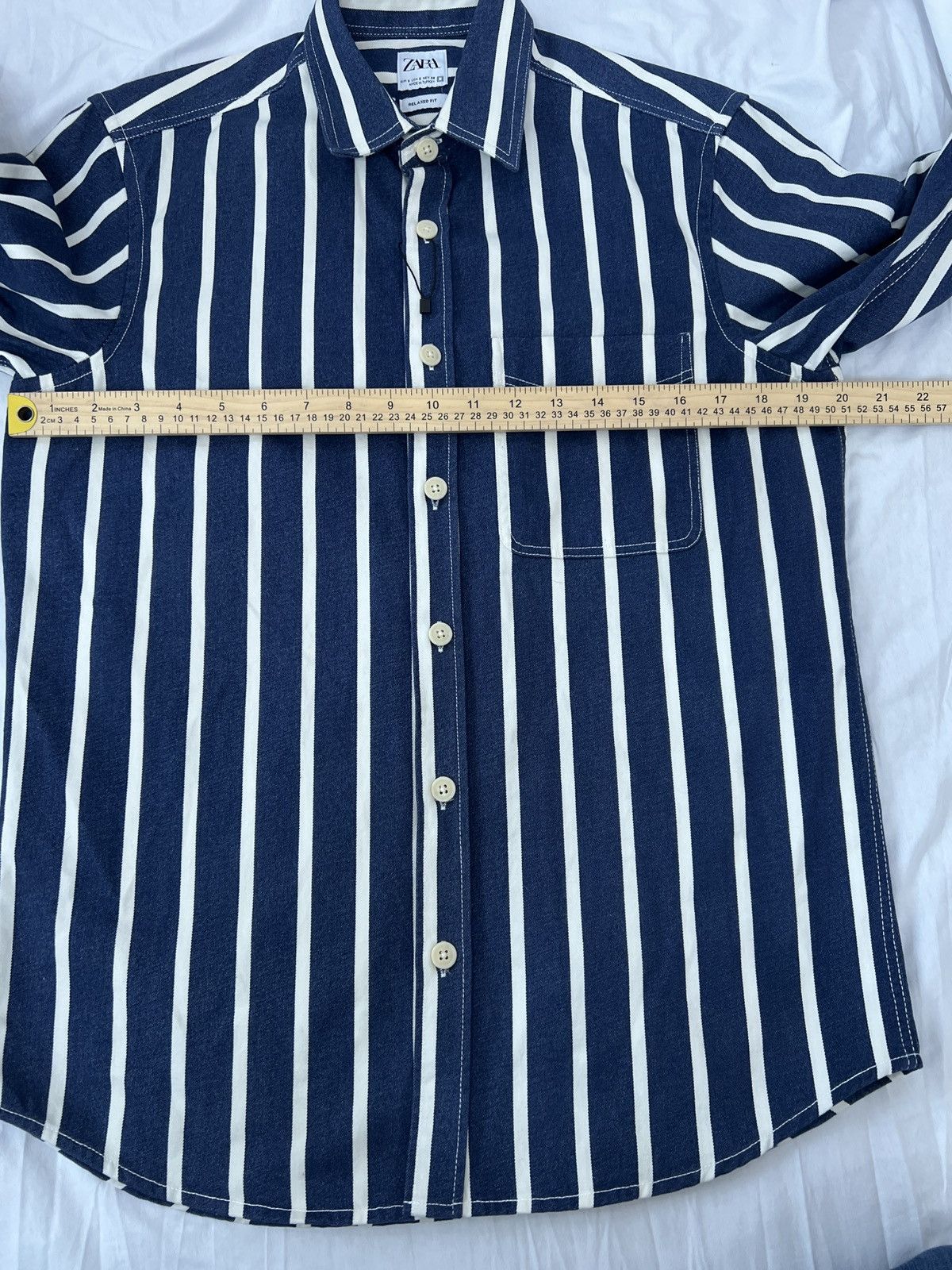 Zara NWOT Zara Navy and White Stripe Men’s Shirt 100% cotton Size US S / EU 44-46 / 1 - 9 Thumbnail