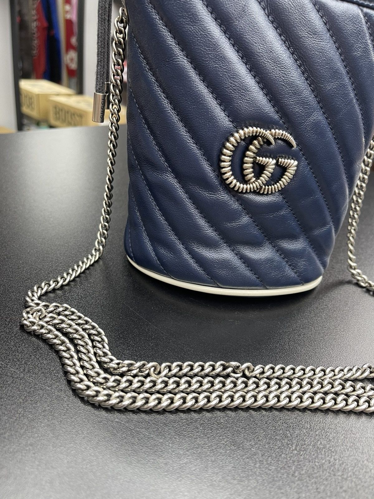 Gucci Gucci GG Marmont Bucket Bag Diagonal Quilted Leather Mini Size ONE SIZE - 7 Thumbnail