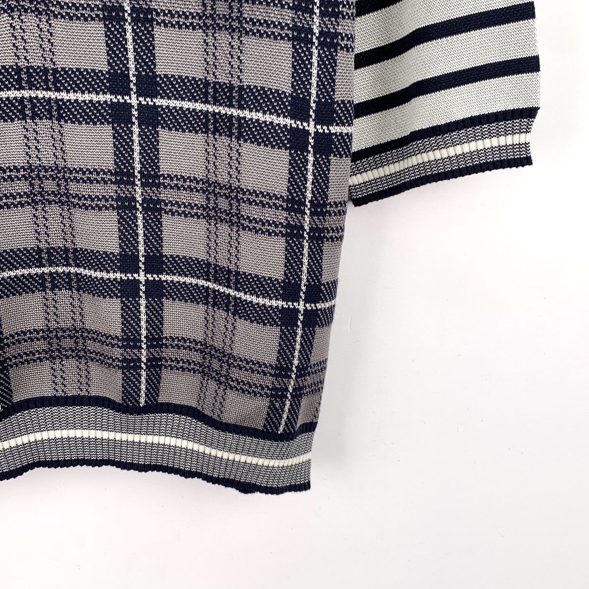 Thom Browne Thom Browne Plaid Silk Lapel Short Sleeve Polo Shirt K26WX Size US L / EU 52-54 / 3 - 5 Thumbnail