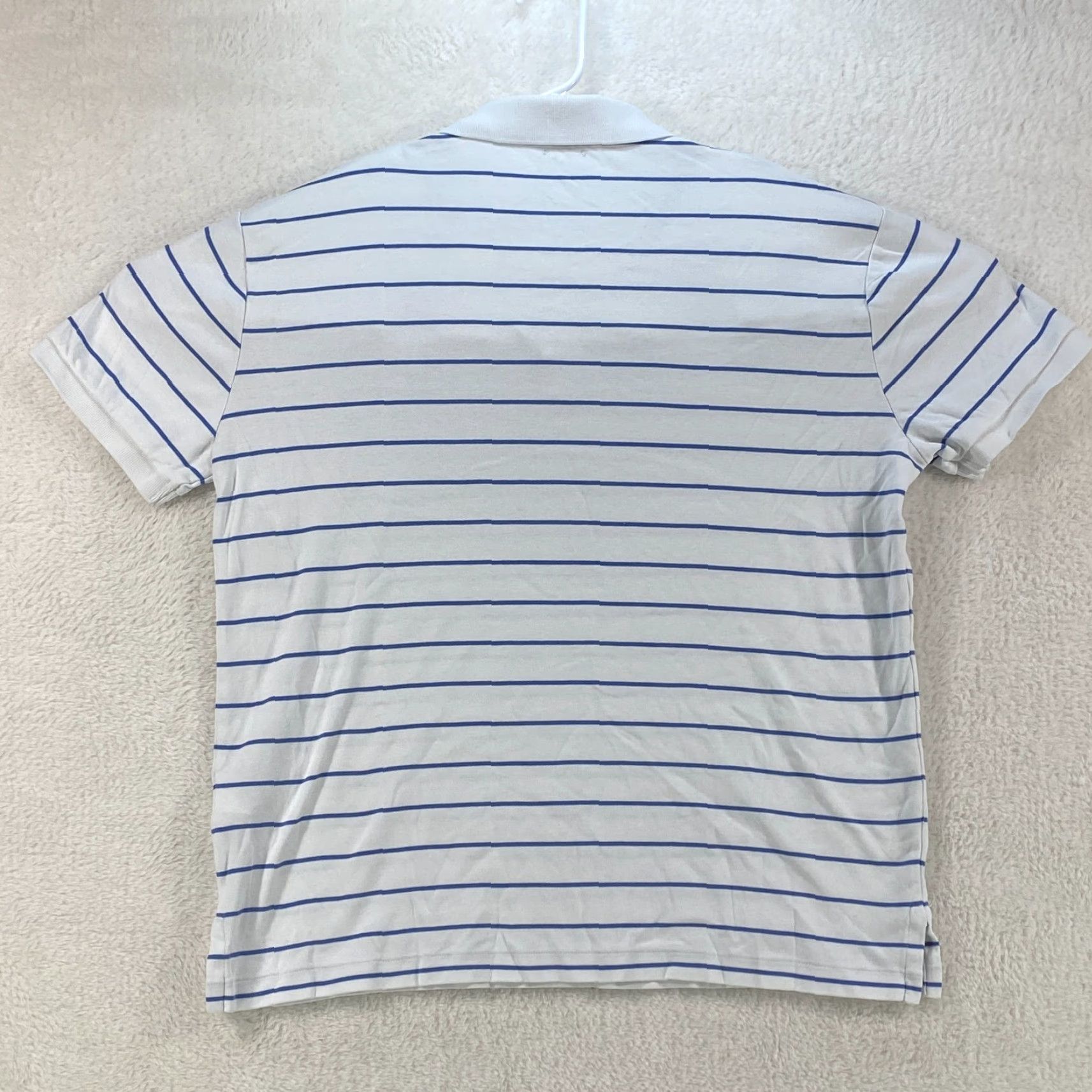 Ralph Lauren VINTAGE Polo Ralph Lauren Polo Shirt Mens M Medium White Blue Pony Striped Short Sleeve Slim Fit Size US M / EU 48-50 / 2 - 2 Thumbnail