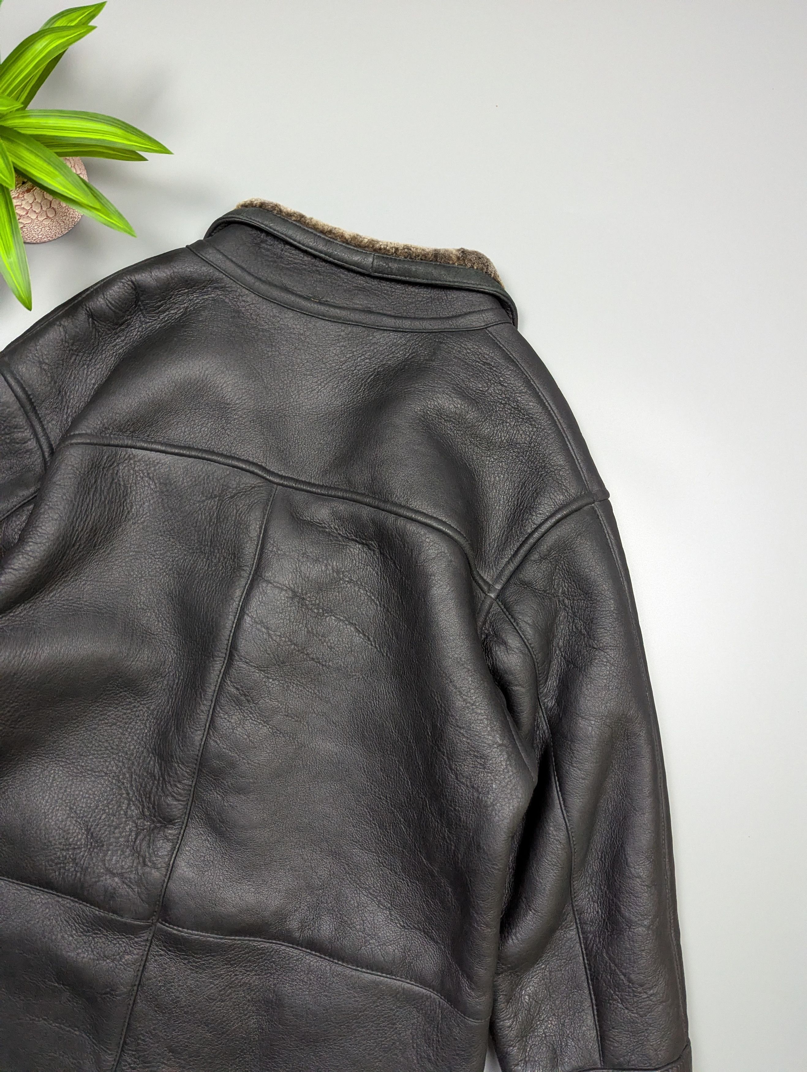 Other Men Black Sheepskin Shearling Leather Fur Coat Jacket 52 (L) Size US L / EU 52-54 / 3 - 15 Thumbnail