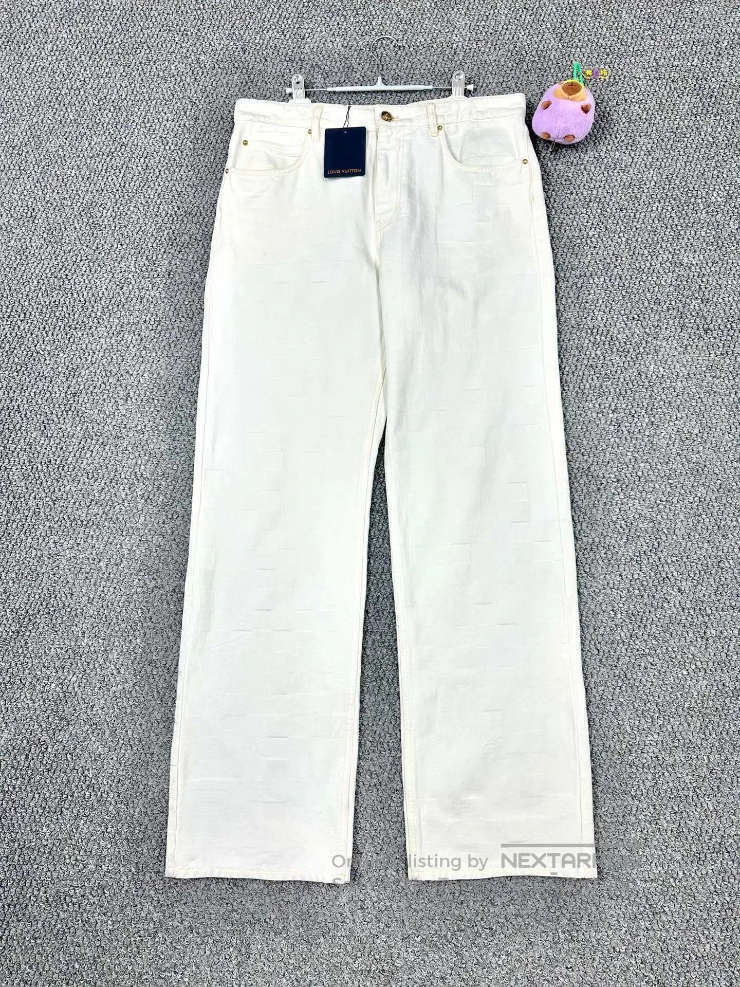 Louis Vuitton Louis Vuitton White Checkered Logo Denim Pants| Size US 33 - 1 Thumbnail