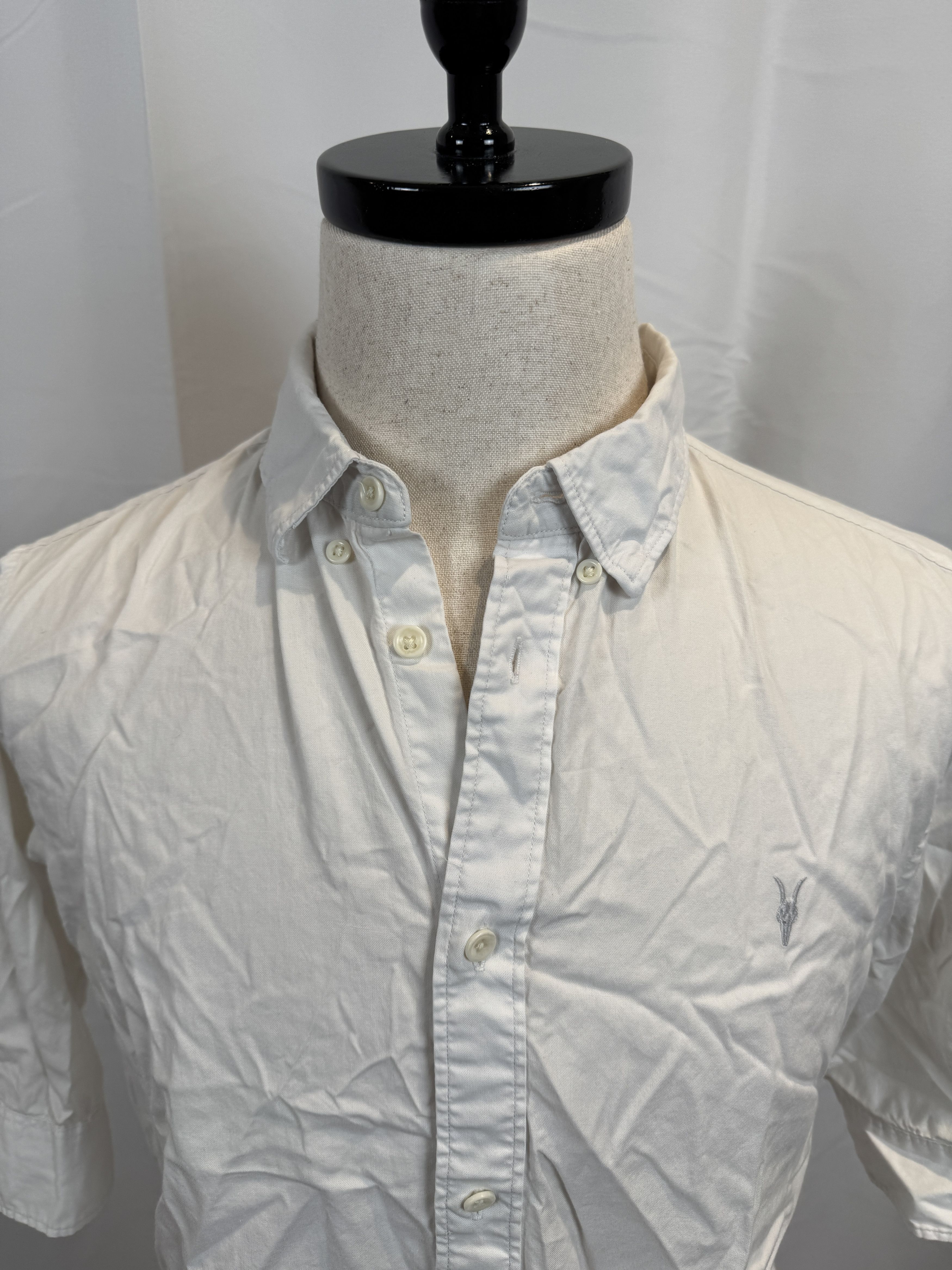 Allsaints Allsaints White Button-Up Short Sleeve Shirt Size US L / EU 52-54 / 3 - 2 Thumbnail