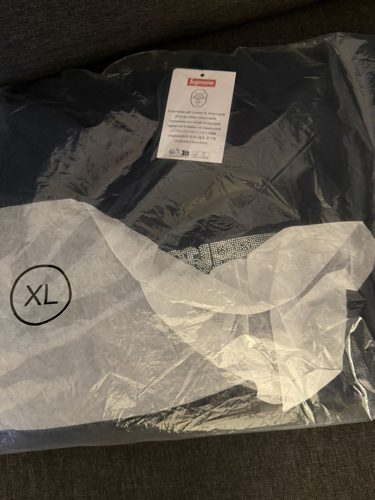Supreme Supreme Swarovski Motion Logo Hoodie Navy Size US XL / EU 56 / 4 - 2 Thumbnail