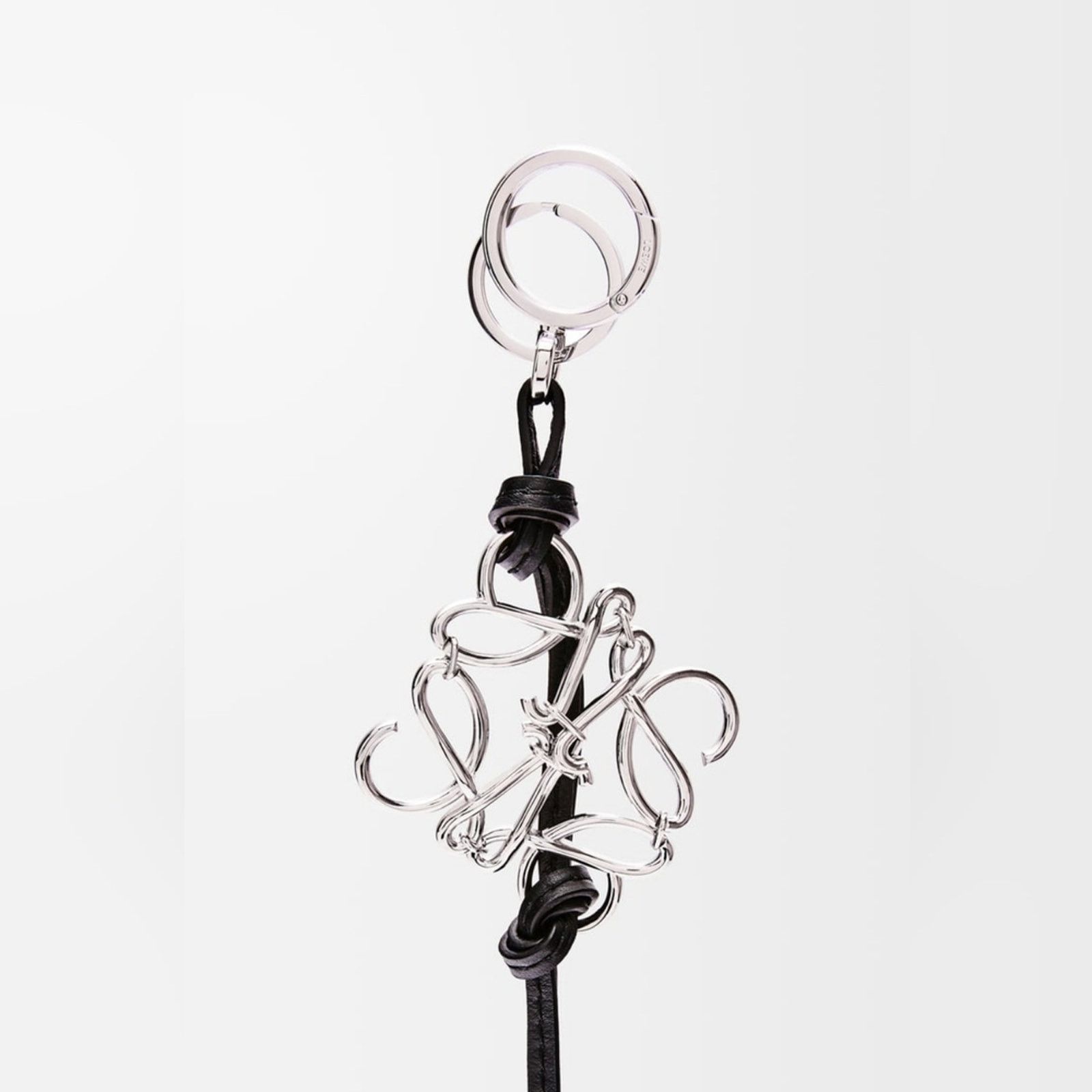 Loewe LOEWE Bag Charm Anagram Black leather calfskin Palladium Size ONE SIZE - 1 Thumbnail