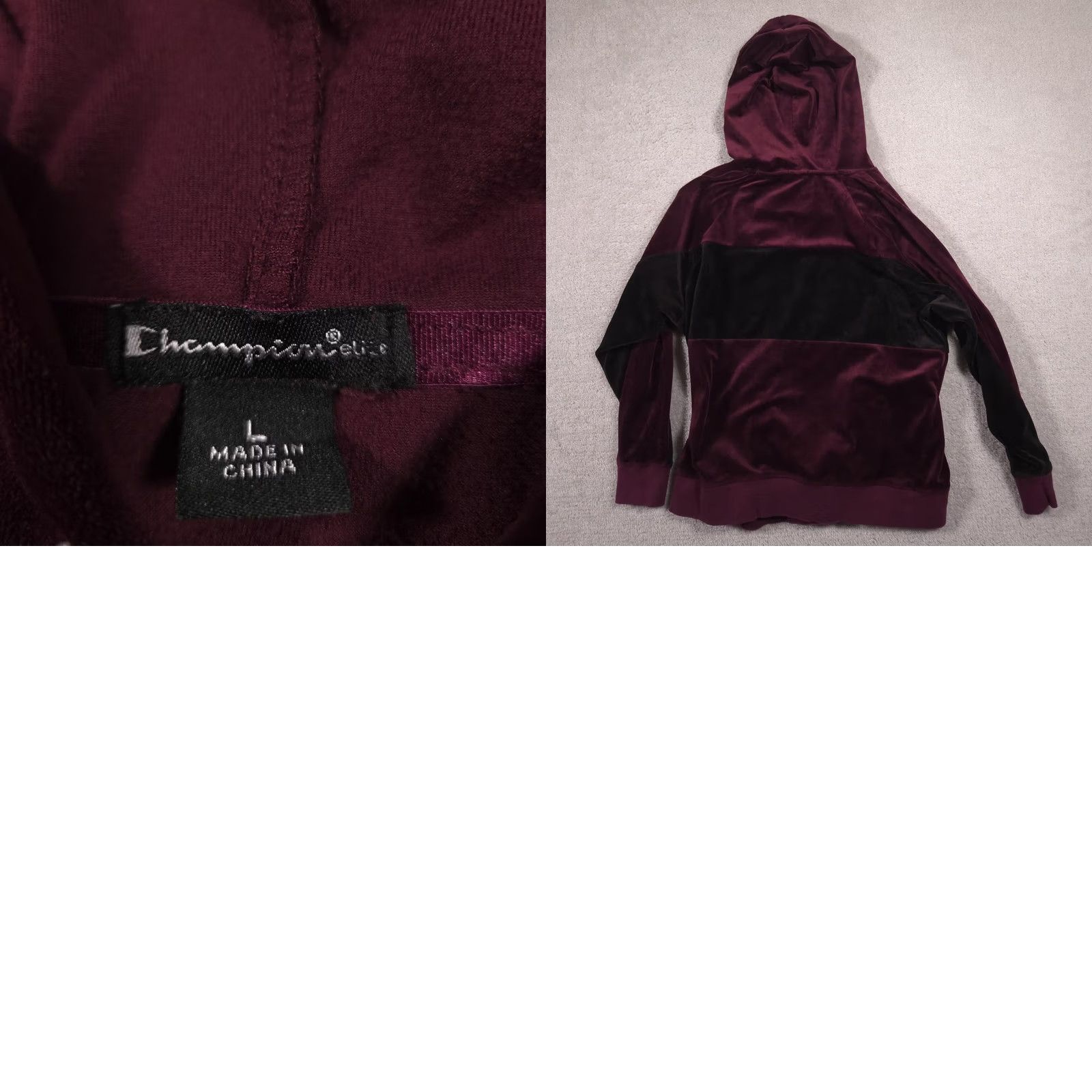 Champion Champion elite Hoodie Sweatshirt Womens L Burgundy Black Velvet Pullover Soft Size L / US 10 / IT 46 - 9 Thumbnail