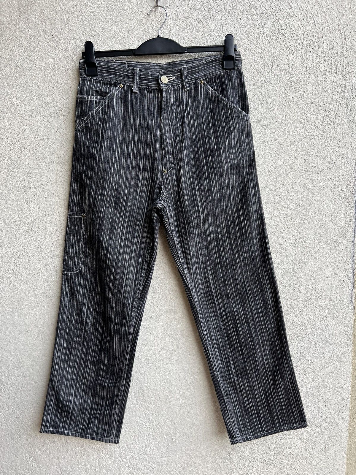 Pherrow's STORMY BLUE Japan Buckle Back Striped Carpenter Denim Jeans Size US 30 / EU 46 - 6 Thumbnail