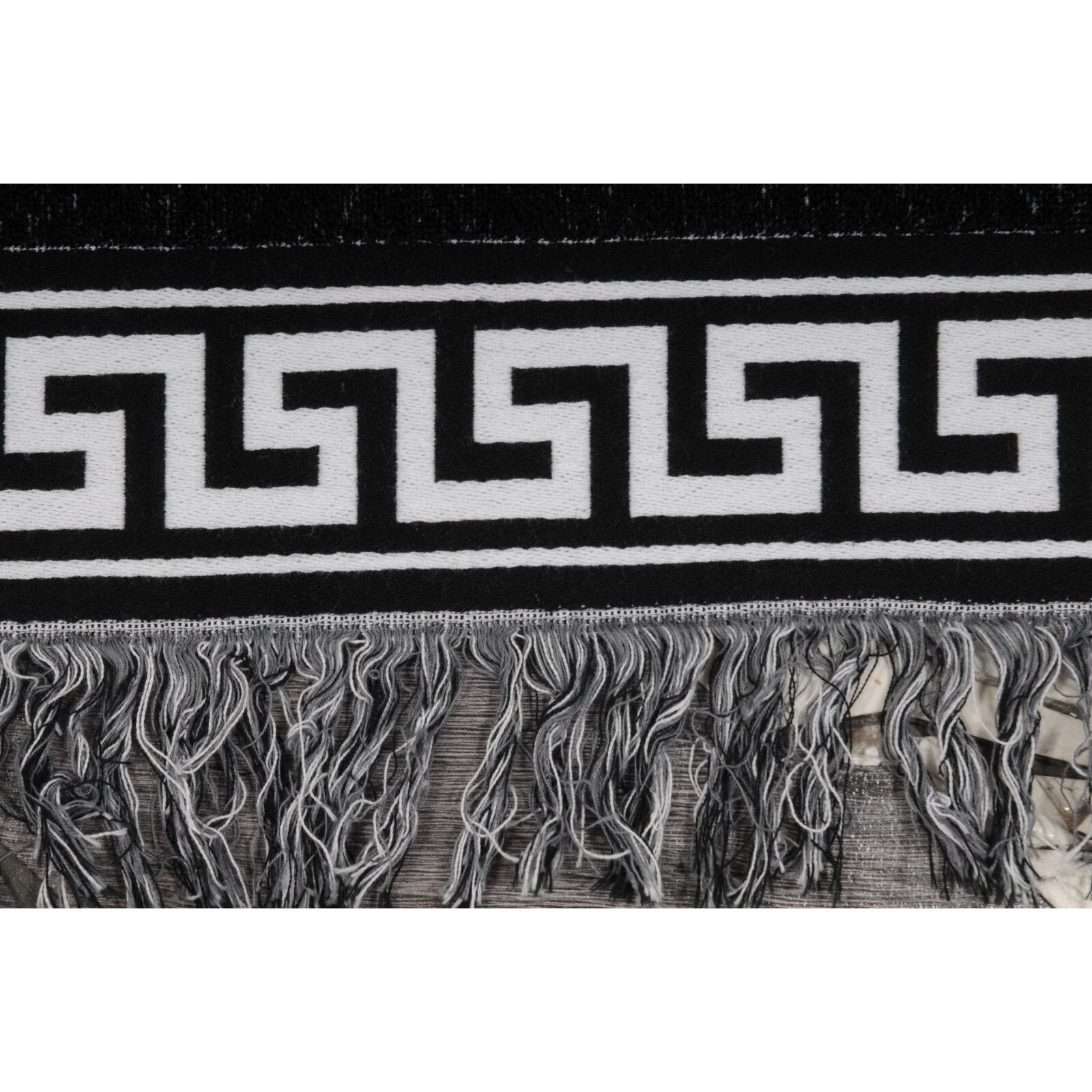 Versace Medusa Head Logo Greca Fringe Throw Blanket Black Size ONE SIZE - 3 Thumbnail