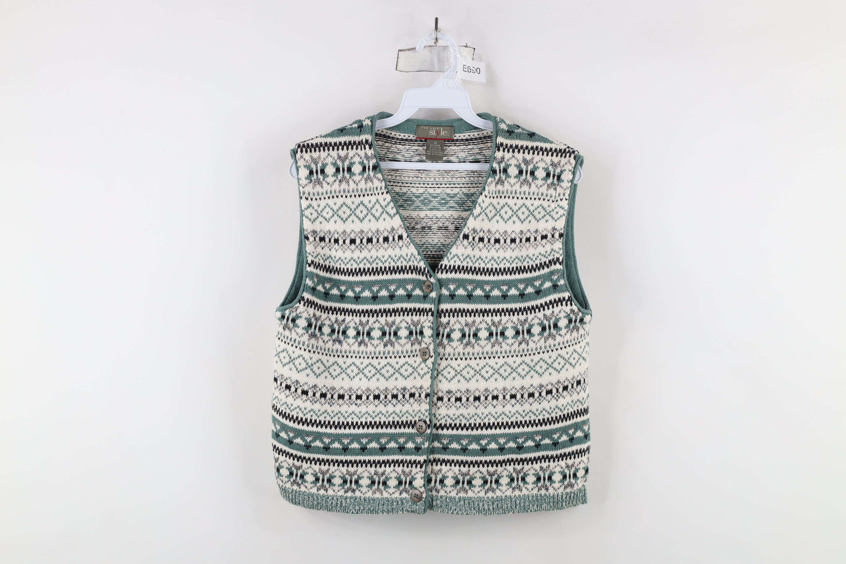 Vintage Vintage 90s Streetwear Metallic Knit Cardigan Sweater Vest Size M / US 6-8 / IT 42-44 - 1 Thumbnail