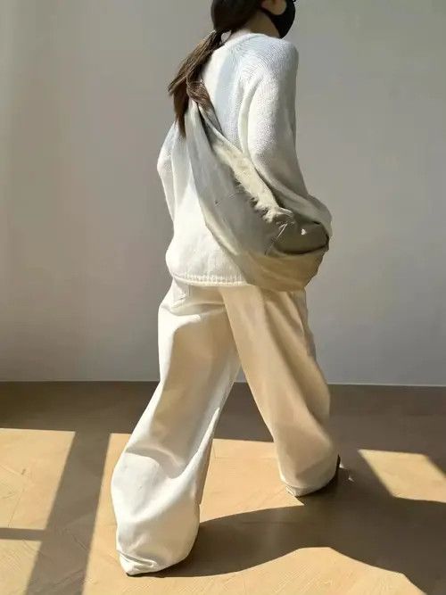 Designer Baggy Boxy Streetwear Straight Cream White Jeans Pants Size 25" / US 0 / IT 36 - 2 Thumbnail