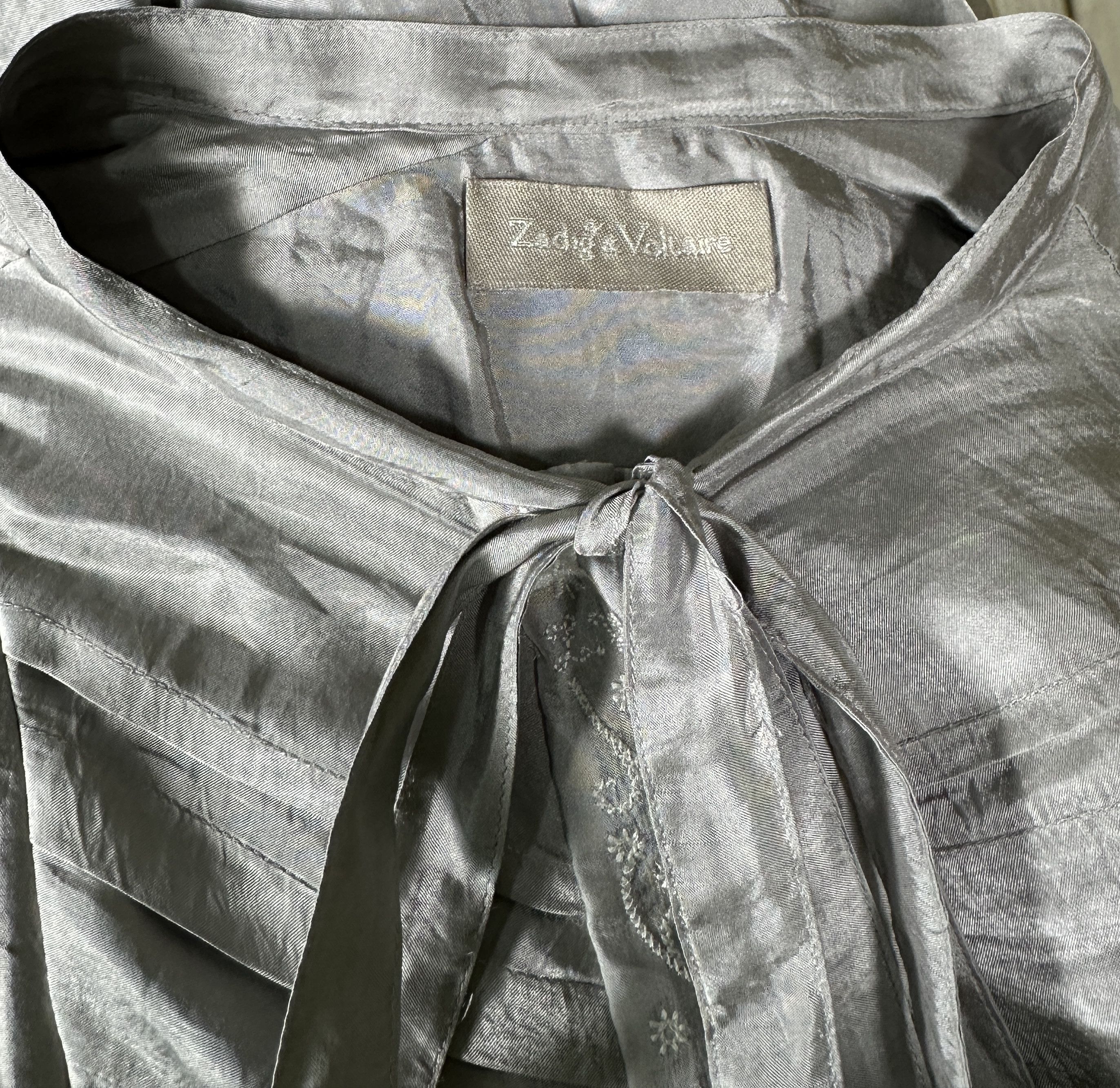 Zadig & Voltaire Therable Grey Metallic Shirt Size L / US 10 / IT 46 - 7 Thumbnail