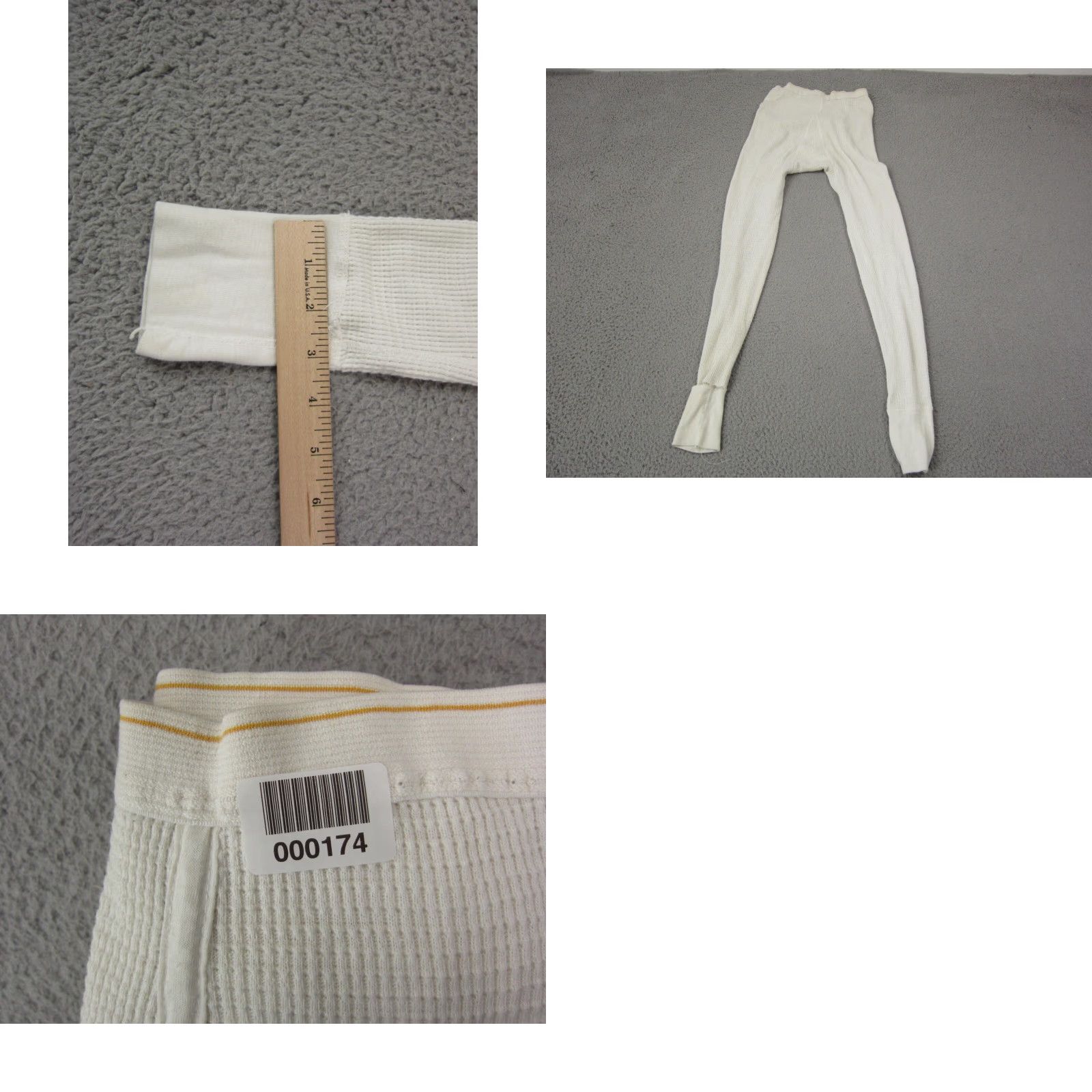 Fruit Of The Loom VINTAGE Fruit of the Loom Pants Mens M Creme Beige Thermal Base Layer Jogger 26in Inseam Cotton Polyester Size US 31 - 9 Thumbnail