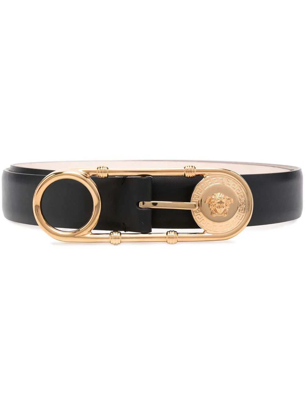 Versace o1s22i1n1024 Size: 85 / Leather Safety Pin Belt in Black Size ONE SIZE - 1 Thumbnail