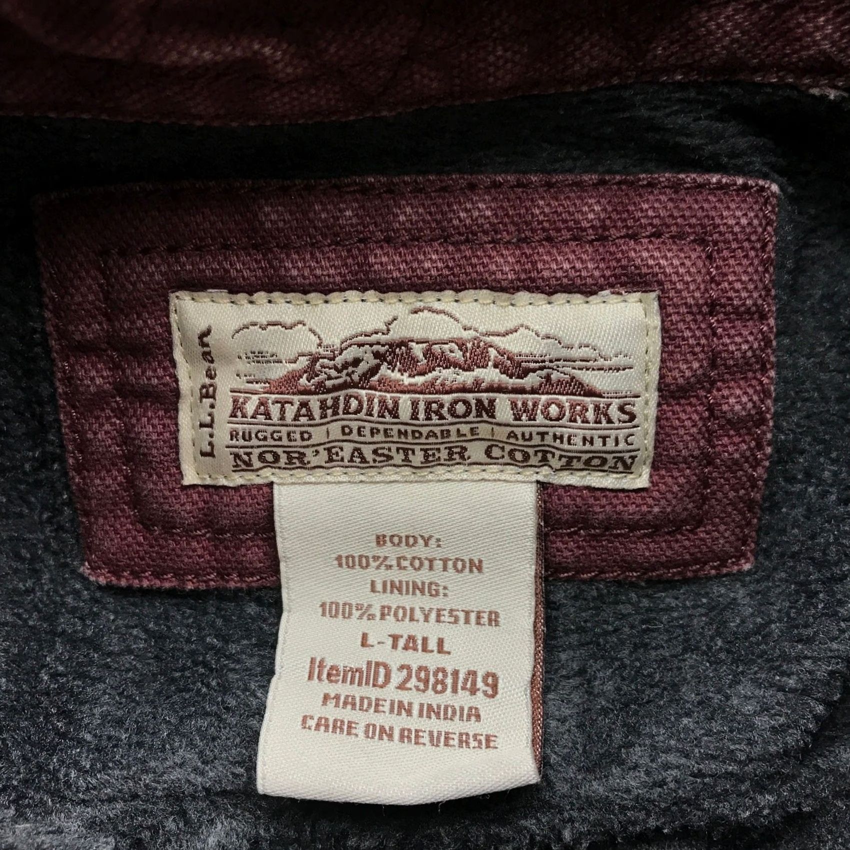 Vintage VINTAGE L.L.Bean Katahdin Iron Works Canvas Fleece Lined Shirt Mens LT Large Tall Red Button-Up Crewneck? No Size US L / EU 52-54 / 3 - 3 Thumbnail