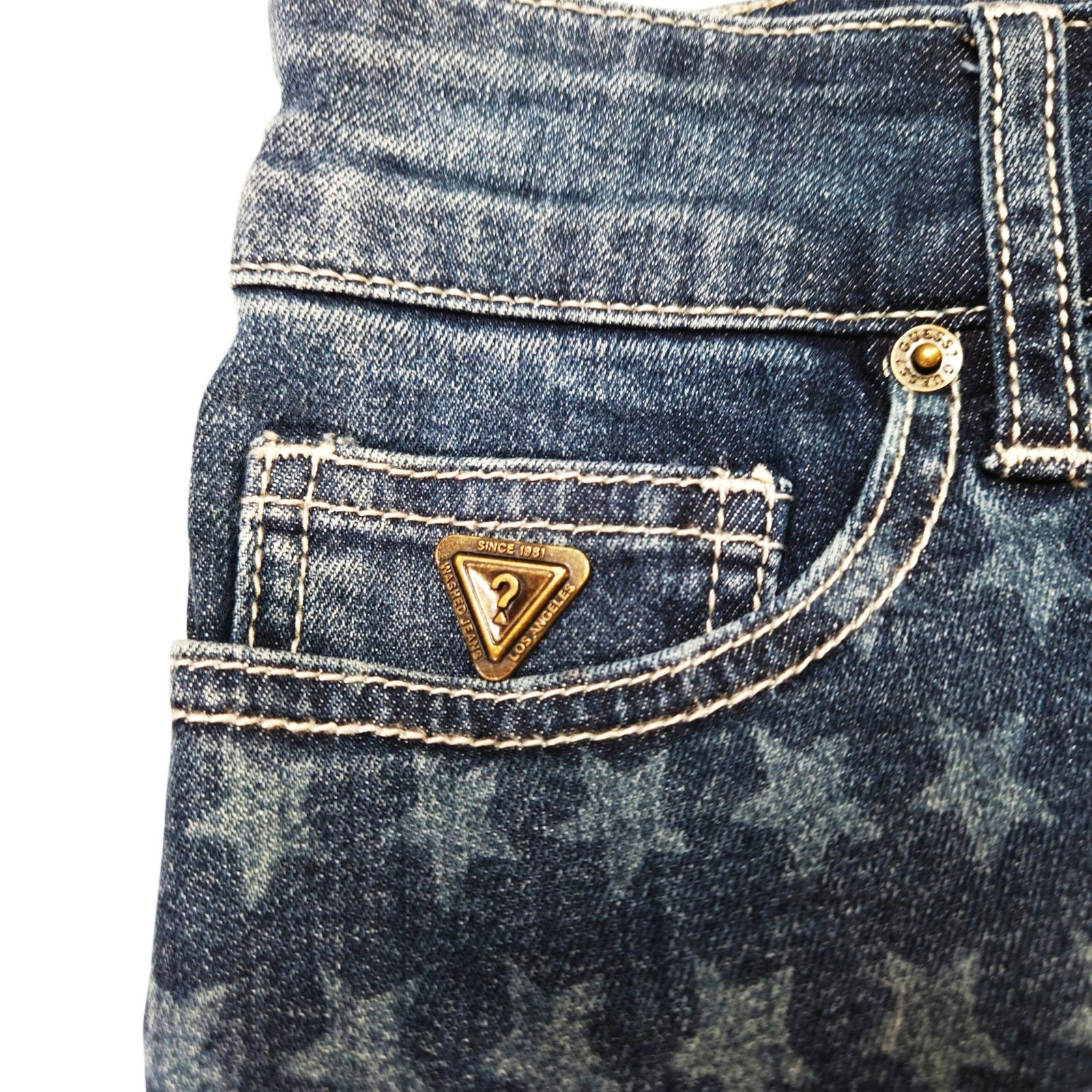 Guess Guess Star Print Cutoff Denim Shorts Raw Hem Blue 27 NWOT Size 27" / US 4 / IT 40 - 4 Thumbnail