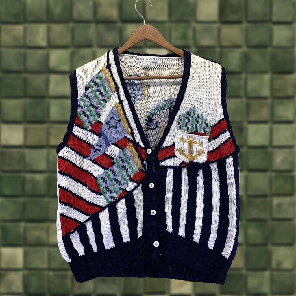 Vintage VINTAGE Bordado Knit Vest Womens Nautical Theme Size M-6388 Size M / US 6-8 / IT 42-44 - 1 Thumbnail