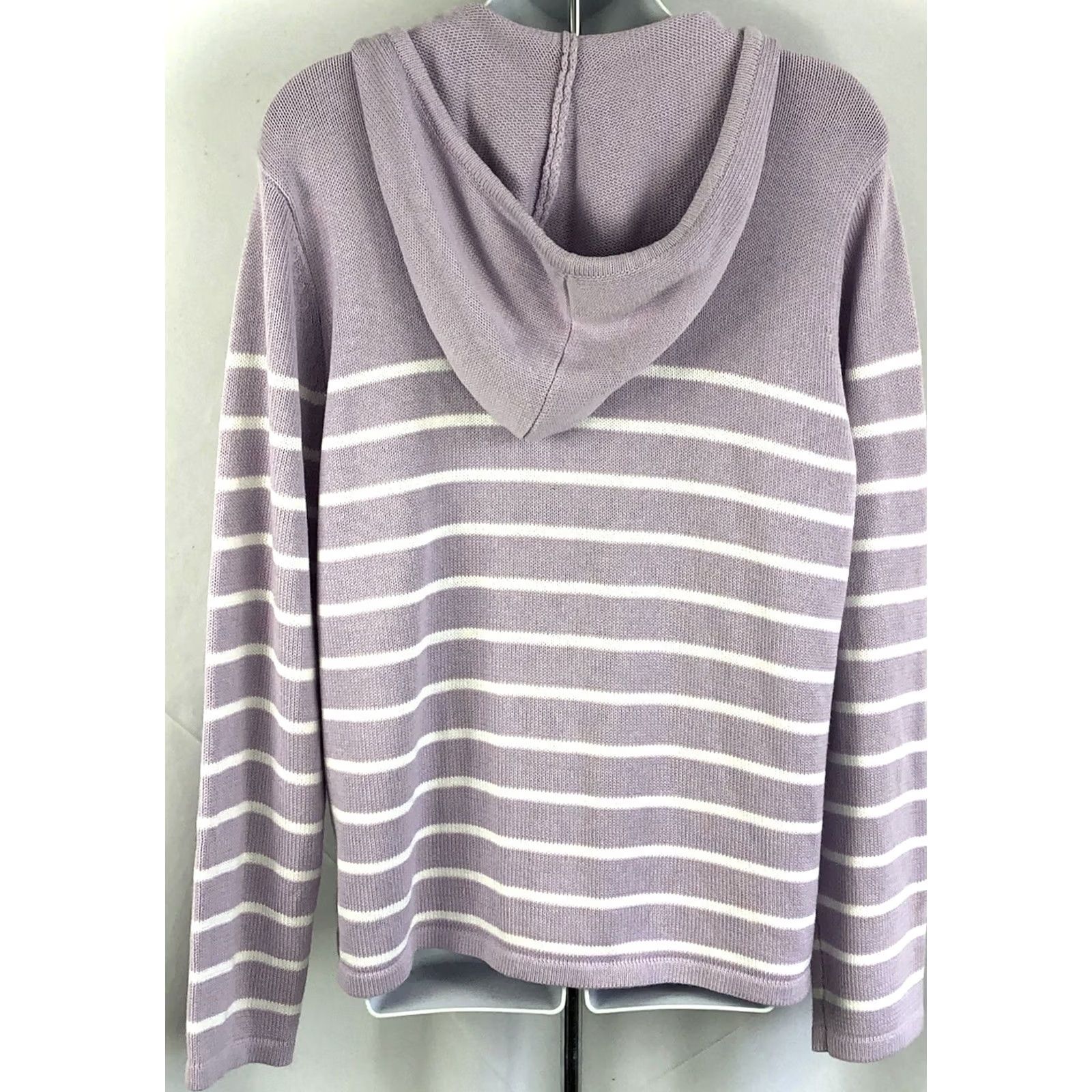 Liz Claiborne Niki Taylor cardigan sweater hoodie L purple stripe buttonup cottage academia Womens Cardigan L Purple Stripe Buttonup Size L / US 10 / IT 46 - 3 Thumbnail