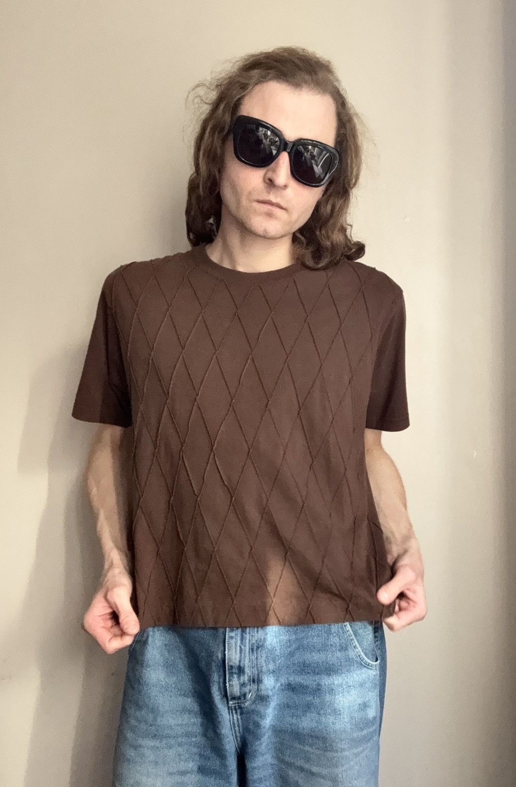 Issey Miyake Issey Miyake Men SS02 Textured Diamond Knit Tee Size US M / EU 48-50 / 2 - 4 Thumbnail