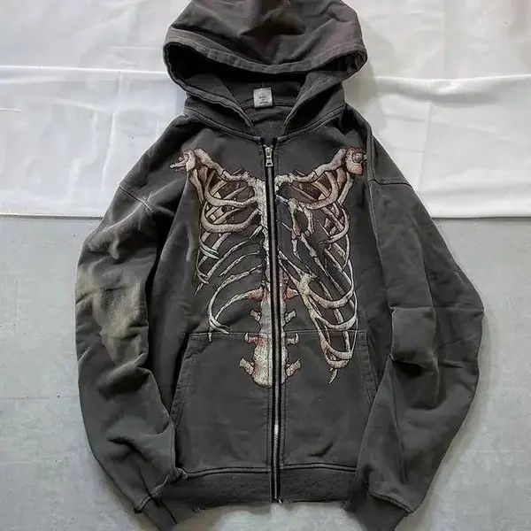 Chiaki x Mari Punk Zip Up Hoodie Gothic Style Skeleton - Main Image