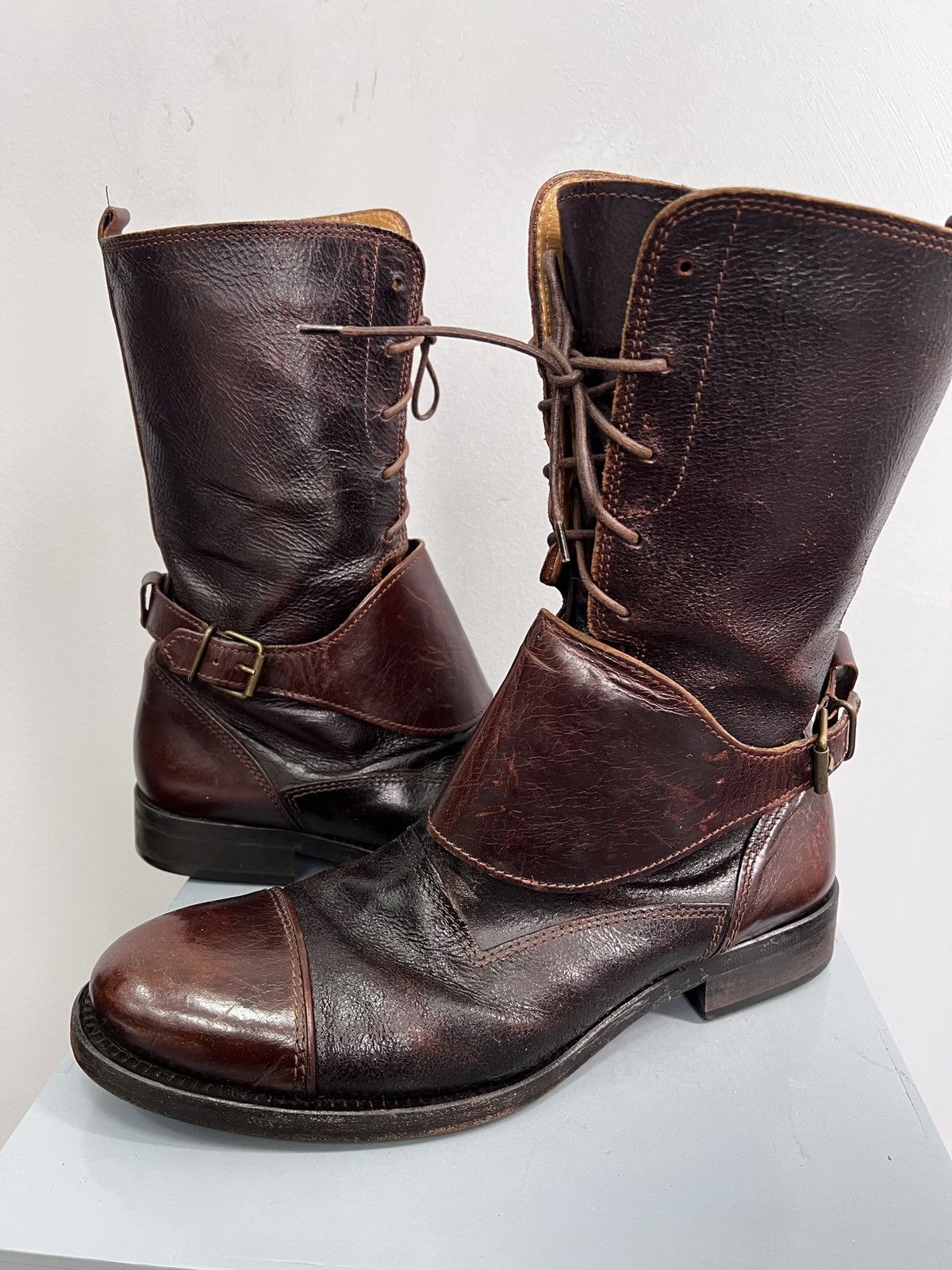 Hugo Boss × Japanese Brand × Vintage VINTAGE ENGENDERED BROWN LEATHER BOOTS HUGO BOSS 90s rare Size US 8 / EU 41 - 2 Thumbnail
