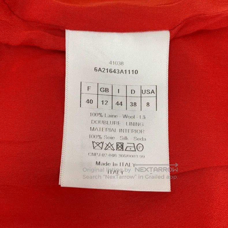 Dior Dior Red hem ruffled wool V-neck short-sleeved dress Size S / US 4 / IT 40 - 6 Thumbnail