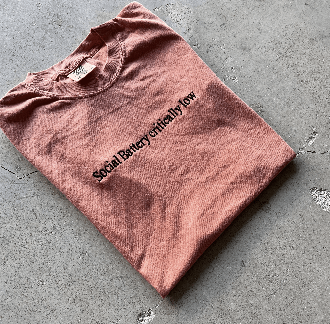 Prolific Social Battery Critically Low 100% Cotton Tshirt Embroidered Size US S / EU 44-46 / 1 - 1 Thumbnail