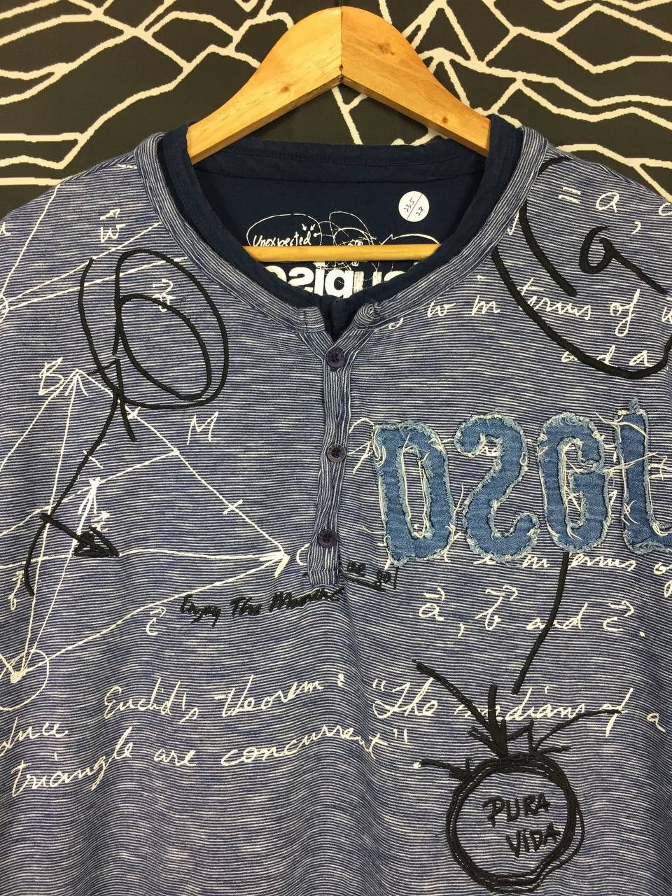 Designer × Desigual Desigual The Life Is Brue Henley Neck Tee Size US XL / EU 56 / 4 - 3 Thumbnail