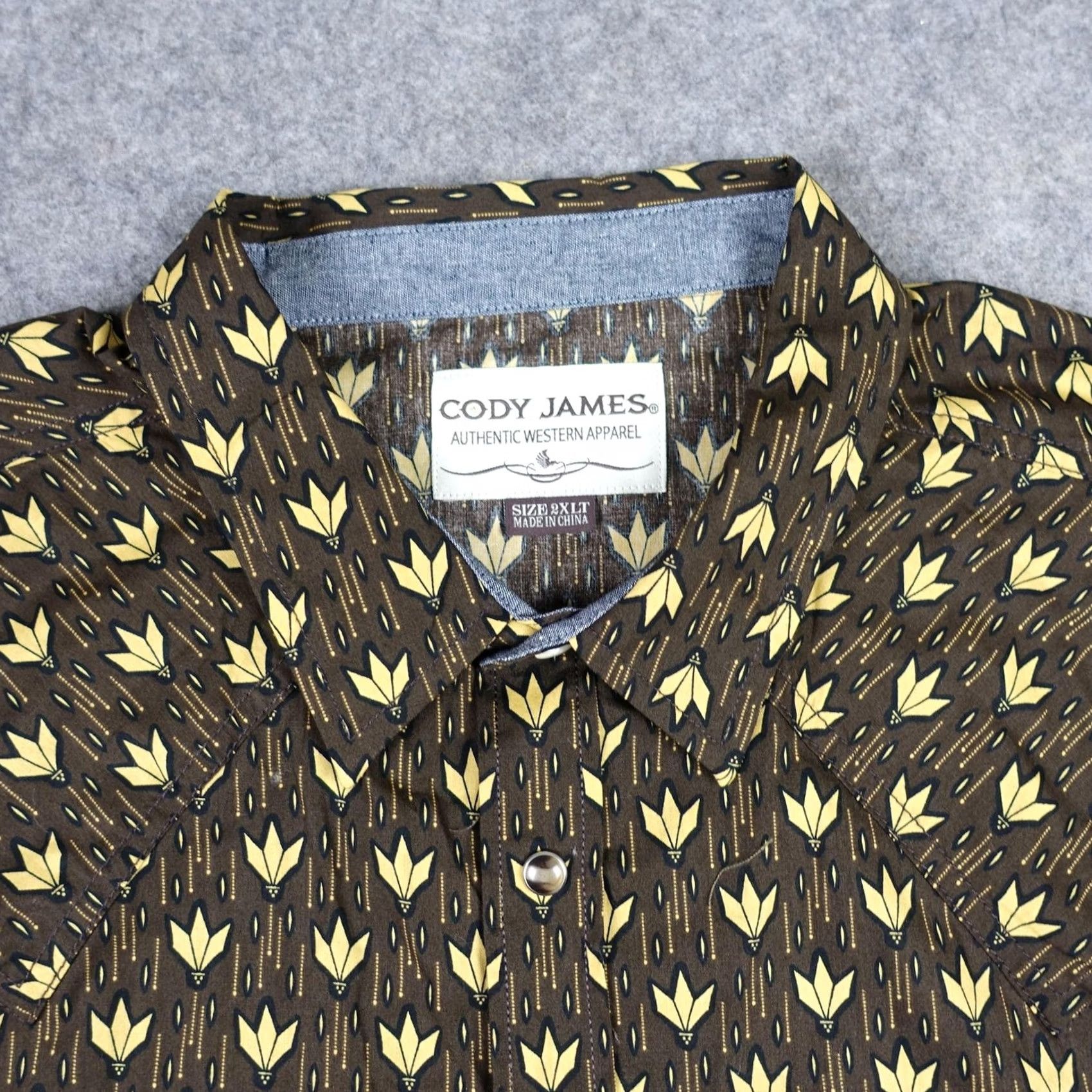 Cody James Cody James Shirt Mens 2XL Tall Brown Geometric Pattern Western Snap Long Sleeve Size US XXL / EU 58 / 5 - 2 Thumbnail