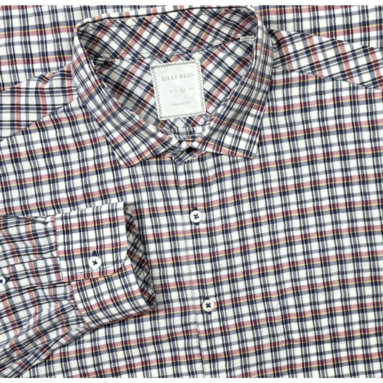 Billy Reid Billy Reid Button-Up Shirt XL Multicolor Plaid Long Sleeve Men's Italy Size US XL / EU 56 / 4 - 2 Thumbnail