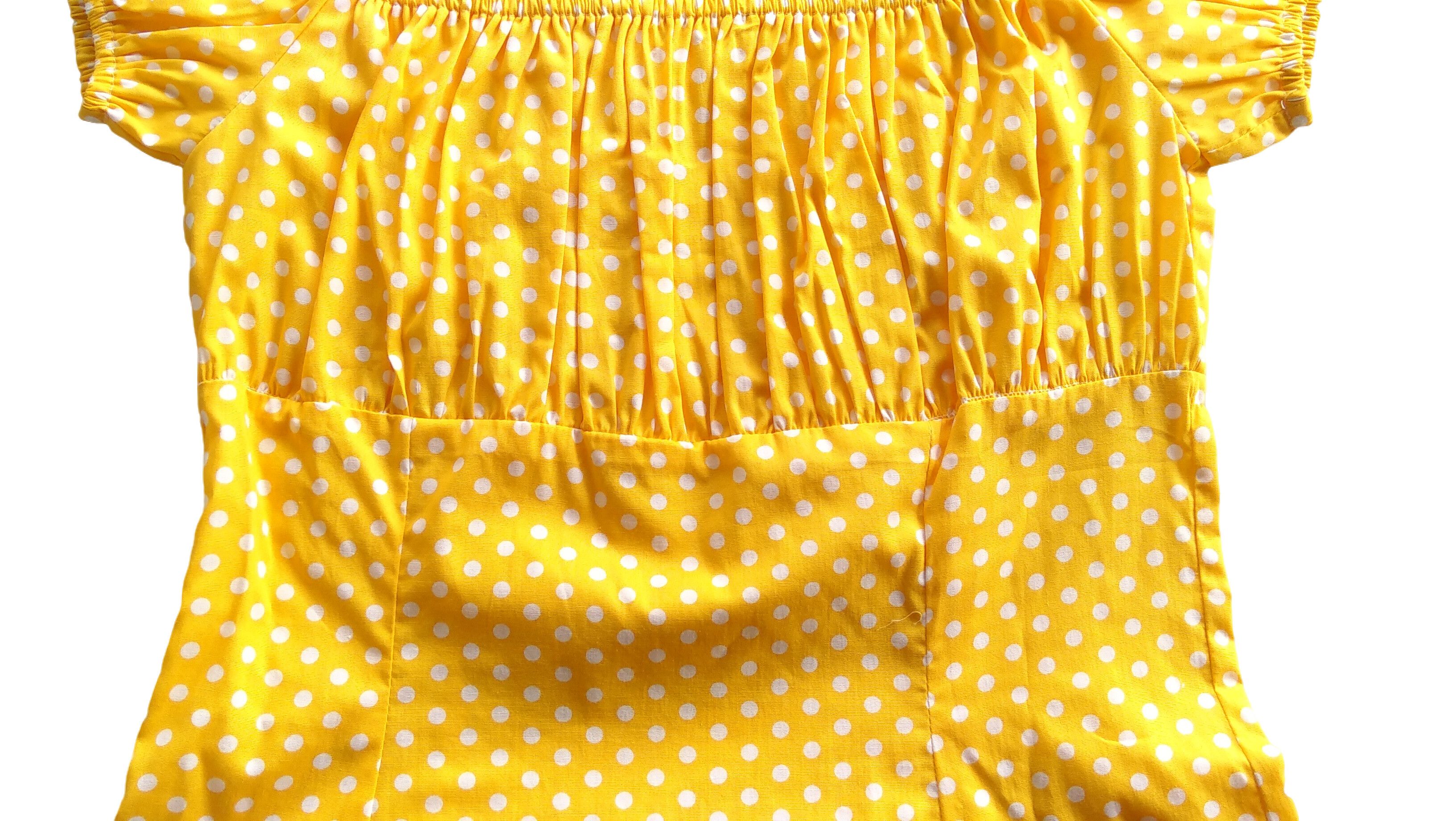 Other Vintage Polka Dots Blouses Cotton Tops Women (yellow white) Size L / US 10 / IT 46 - 6 Thumbnail