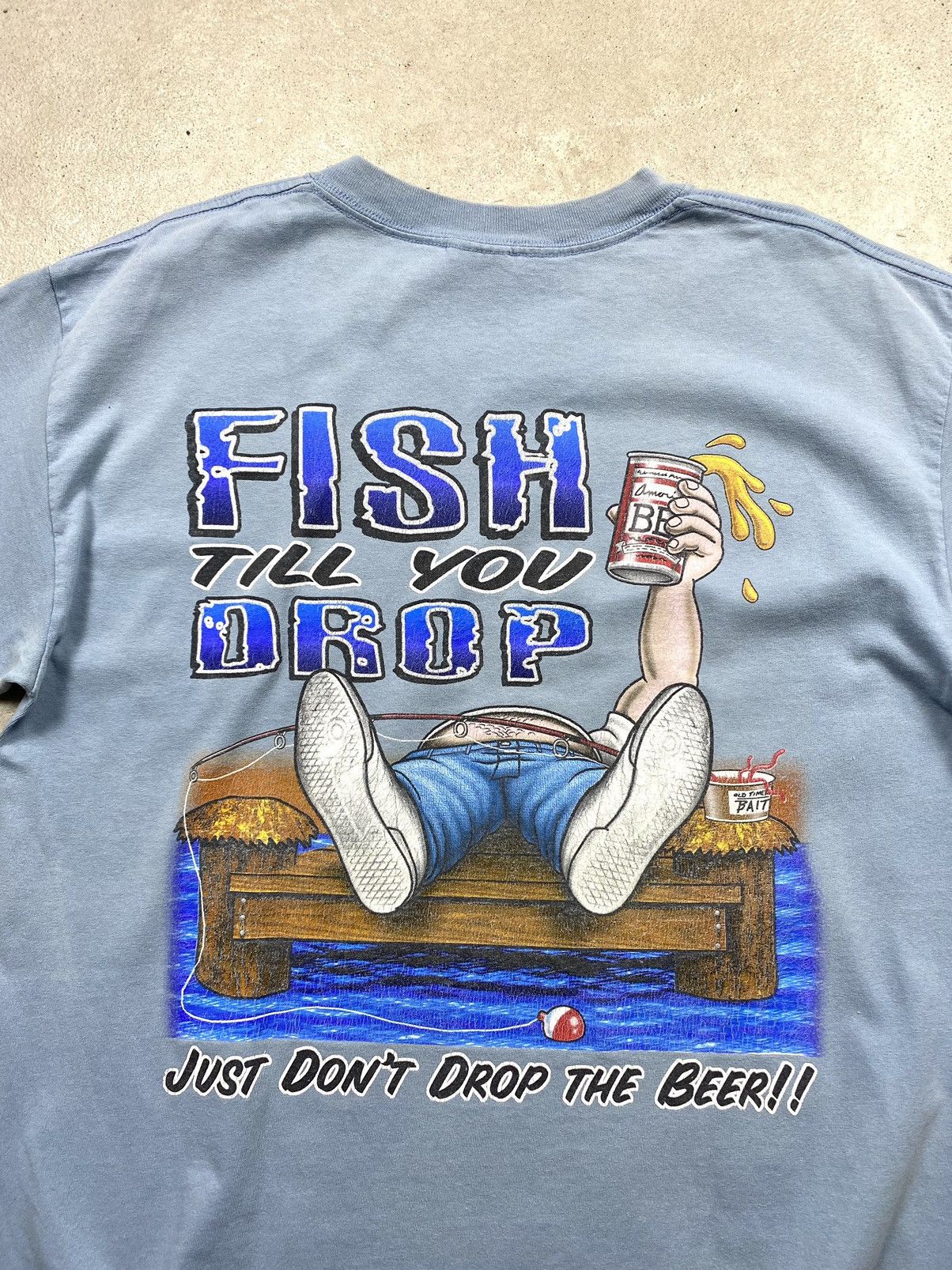 Vintage Vintage 00’s Fish Till You Drop Humor T Shirt Y2K Hype Size US L / EU 52-54 / 3 - 2 Thumbnail