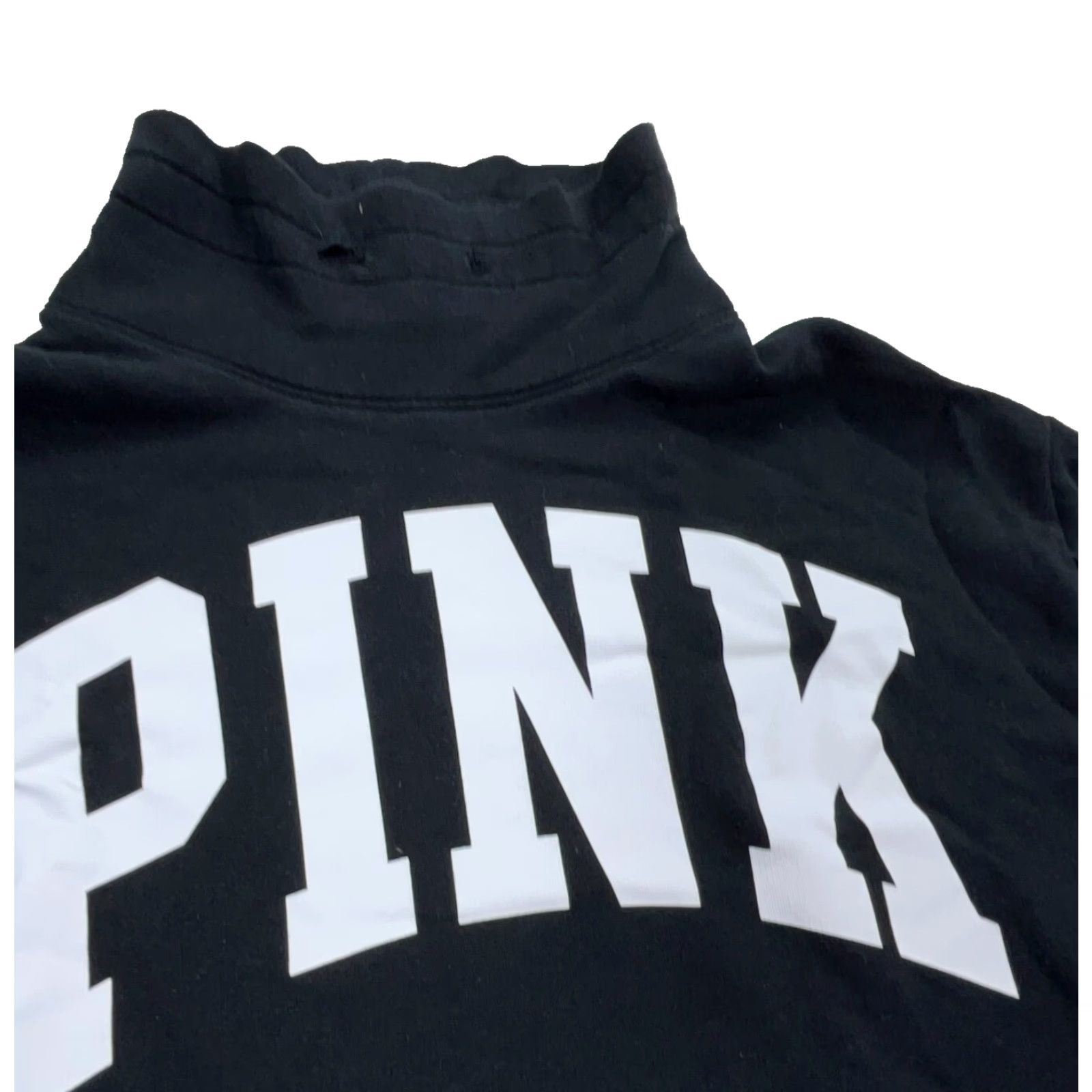 Victoria's Secret Victoria Secret Pink Sweatshirt Women Small Black White Logo Turtle Neck Sweater Size S / US 4 / IT 40 - 3 Thumbnail