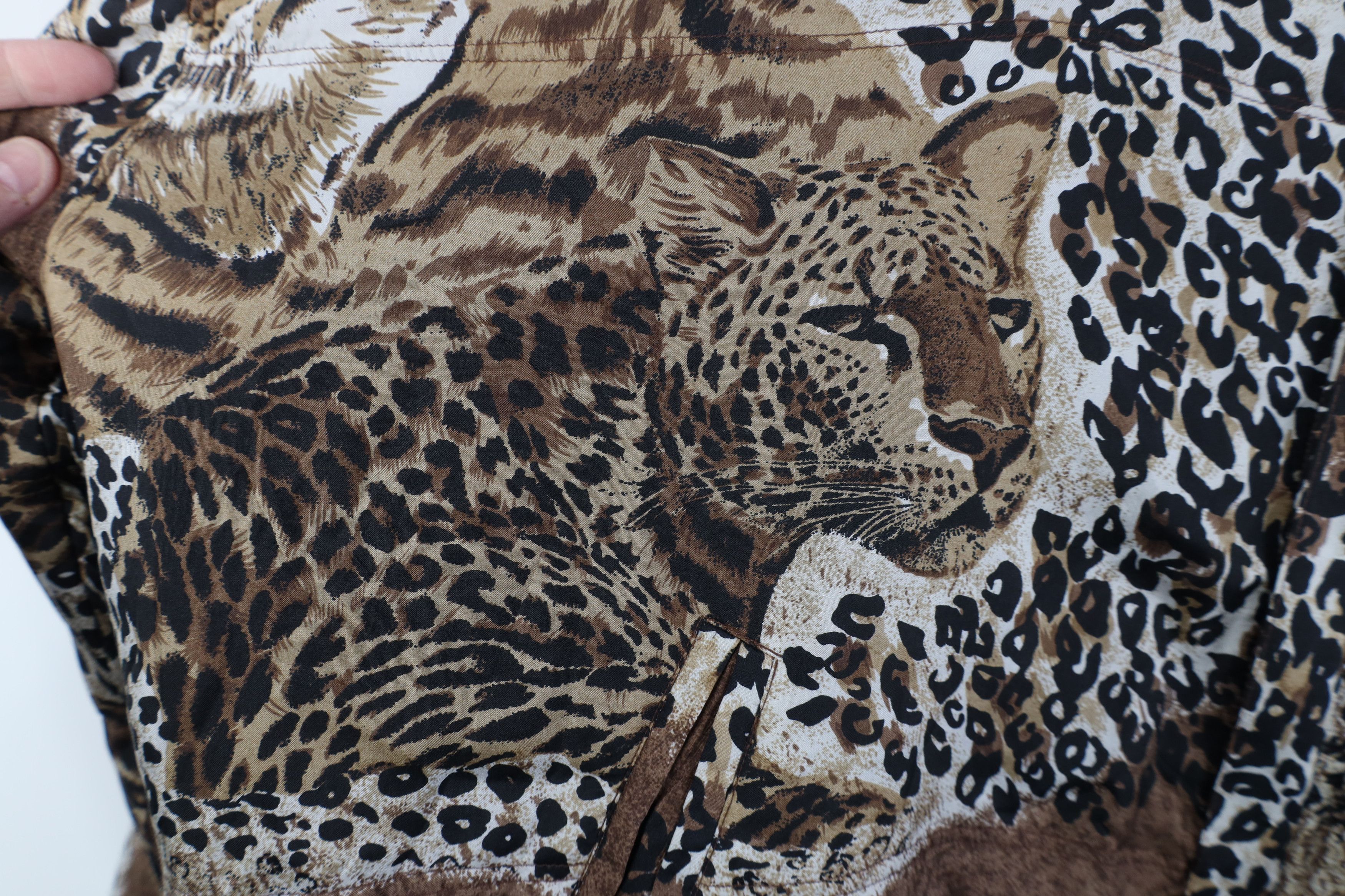 Vintage Vintage 90s Streetwear Leopard Full Zip Silk Bomber Jacket Size 3XL / US 20-22 - 4 Thumbnail