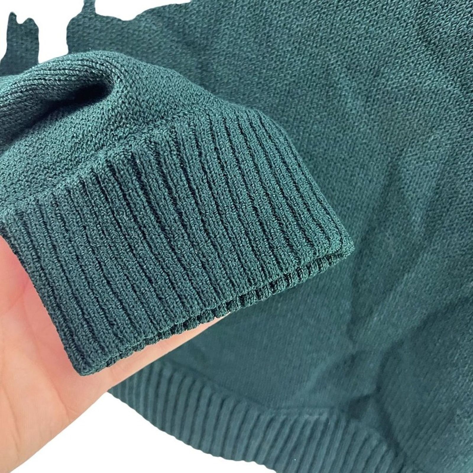 St. John VTG St John Dark Green Knit Sweater Leather Shoulder Size 14 Size XL / US 12-14 / IT 48-50 - 6 Thumbnail