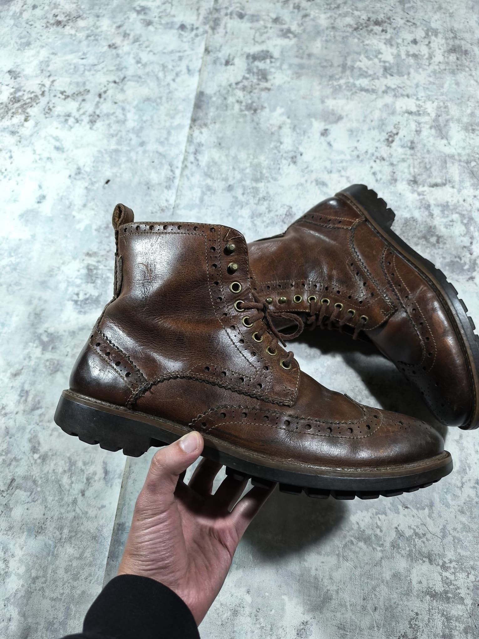 Vintage clarks patina leather boots vintage wingtip brogue western Size US 11.5 / EU 44-45 - 14 Thumbnail
