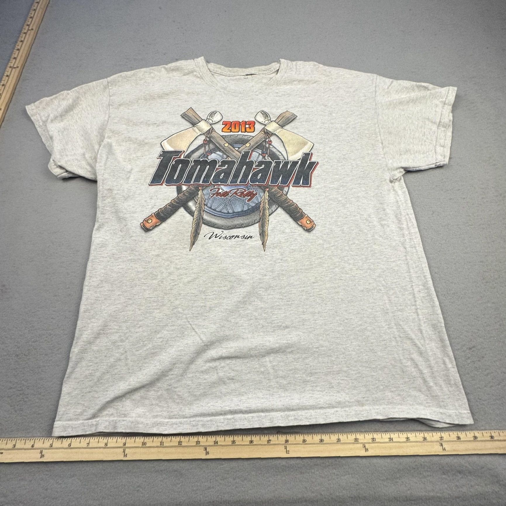 Vintage VINTAGE Tomahawk Fall Rally Shirt Mens Large Gray Wisconsin Motorcycle Graphic 2013 Size US XL / EU 56 / 4 - 2 Thumbnail