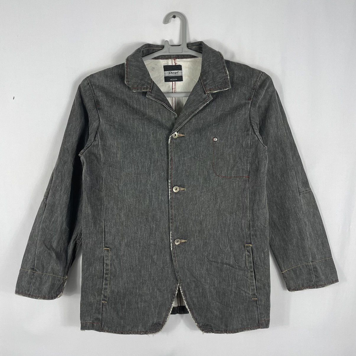 image of Avant Garde x Vintage power To People Distress Stylish Buttons Chore Jacket in Grey (Size Small)