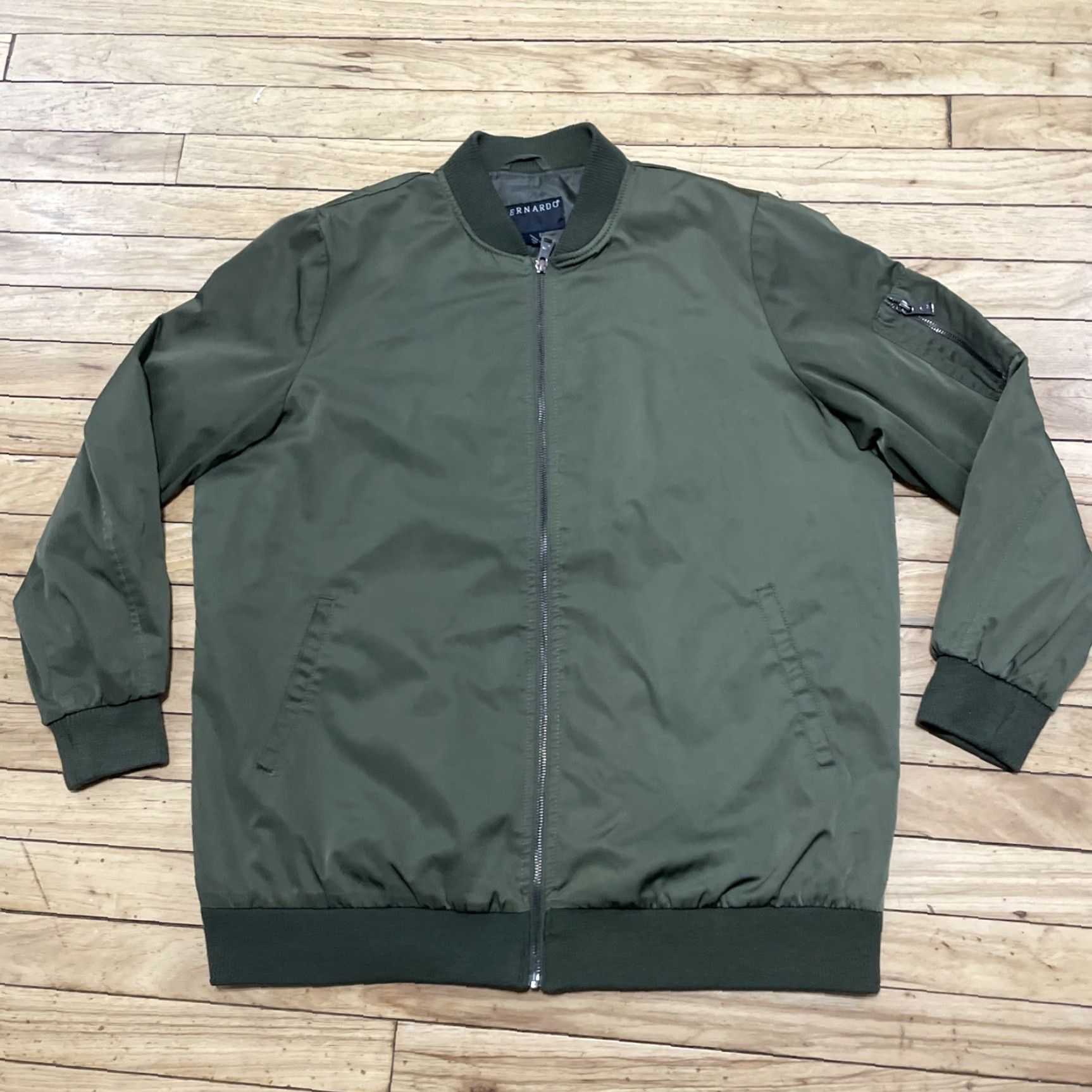 Vintage Bernardo Jacket Men XL Green Lined Zip Bomber Military Mock Streetwear Capsule Jacket Size US XL / EU 56 / 4 - 4 Thumbnail