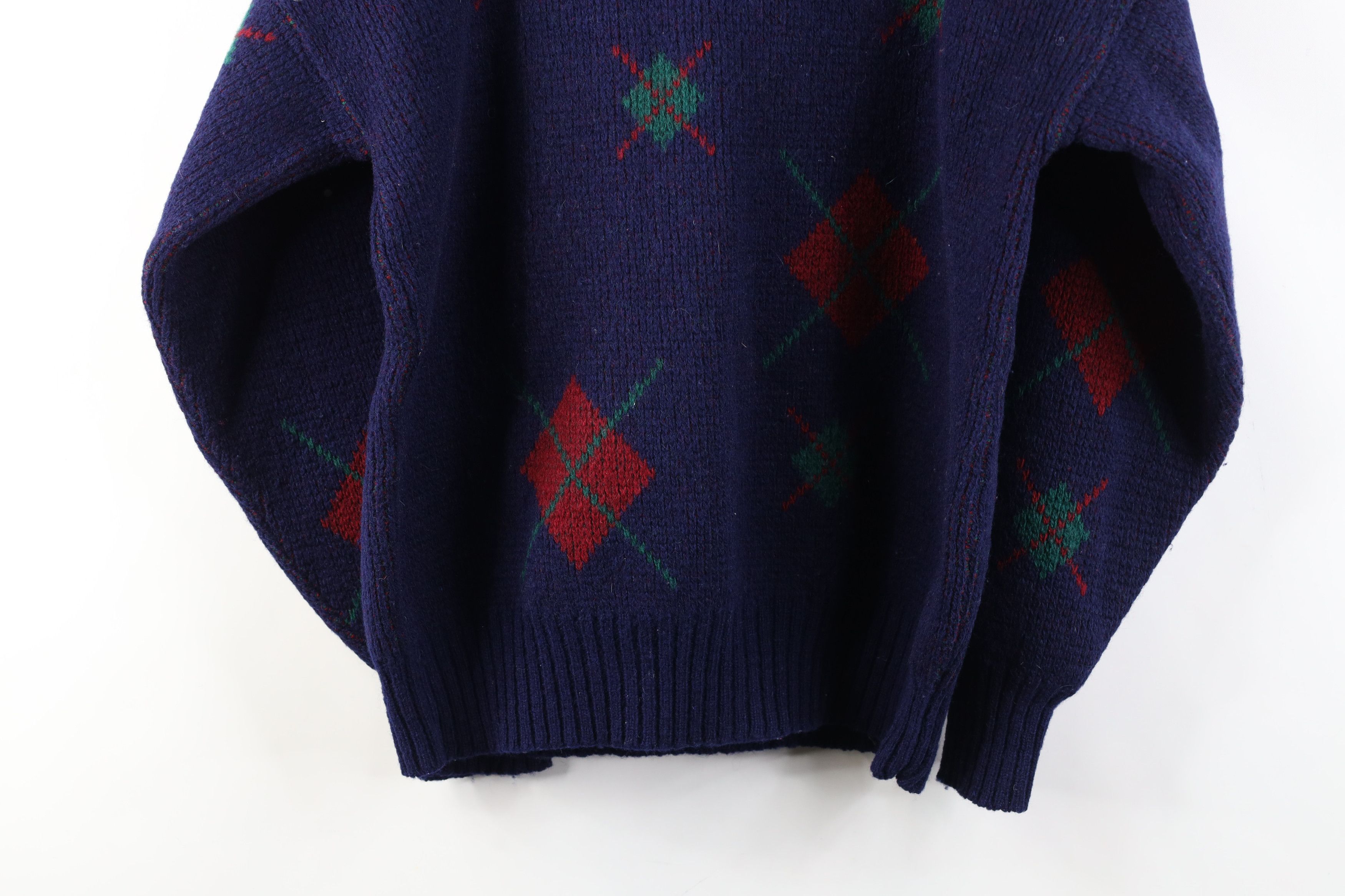 Vintage Vintage 70s Streetwear Argyle Wool Ribbed Knit Sweater Size L / US 10 / IT 46 - 14 Thumbnail