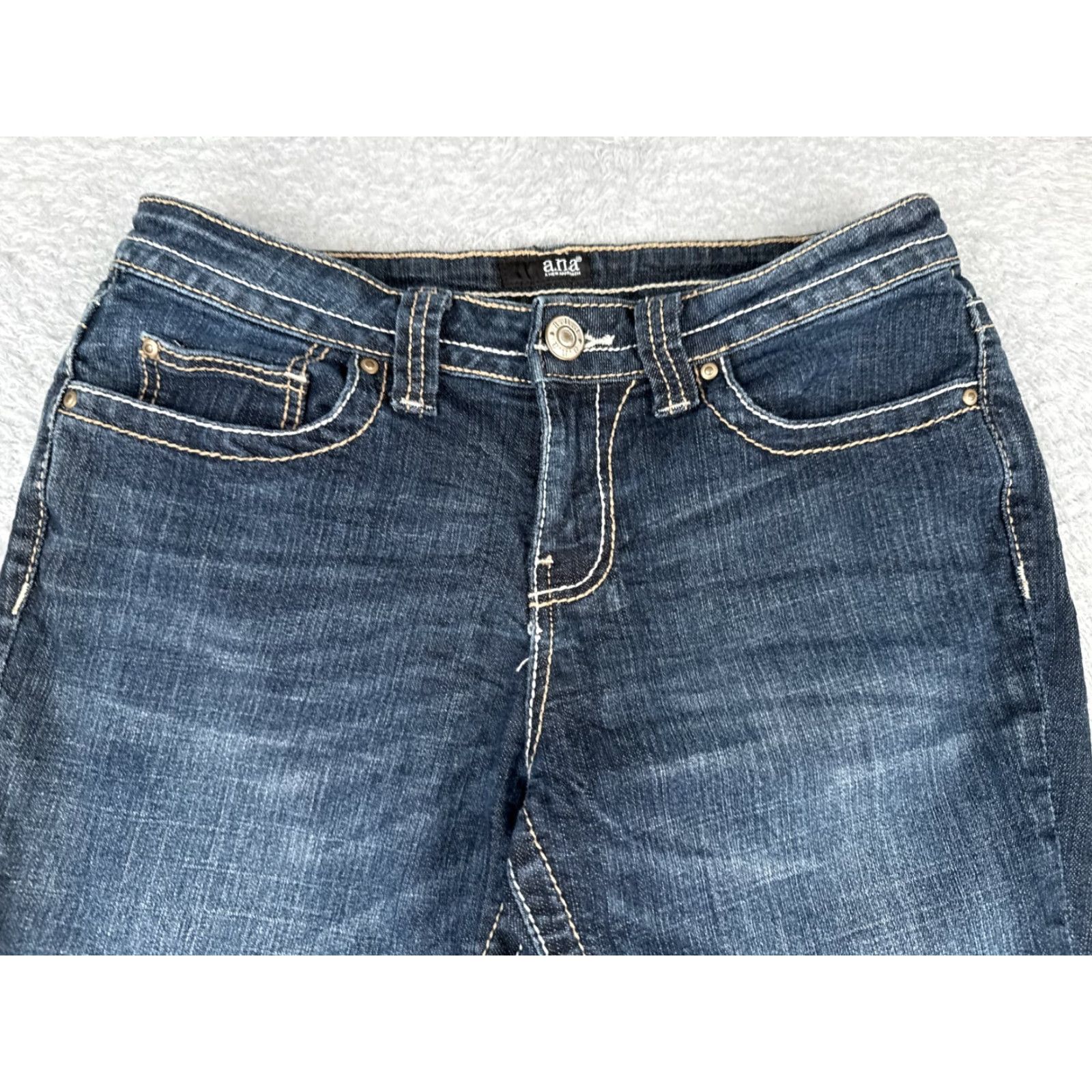 Denime a.n.a Jeans Womens 8 Blue Denim Crop Straight Leg Embroidered Mid Rise 29x24 Jeans Size 30" / US 8 / IT 44 - 4 Thumbnail