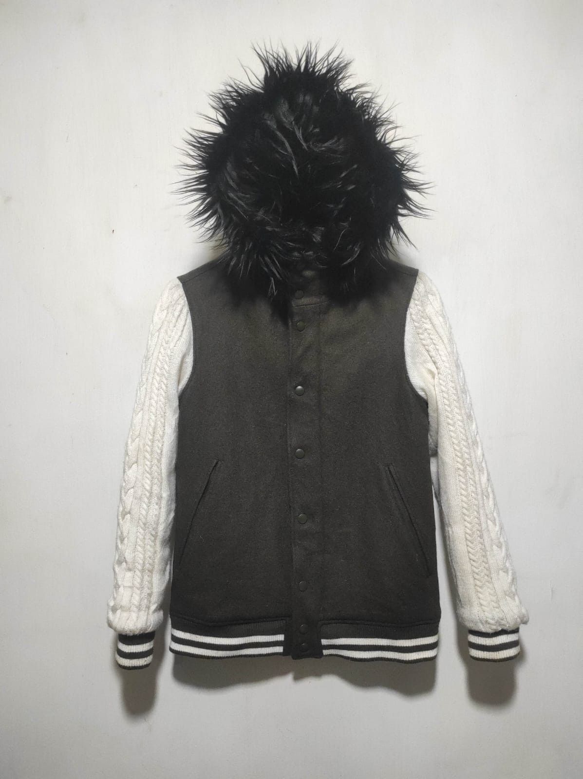 Japanese Brand Inherit wall mix knit zip fur hoodie jacket LGB style Size US M / EU 48-50 / 2 - 2 Thumbnail