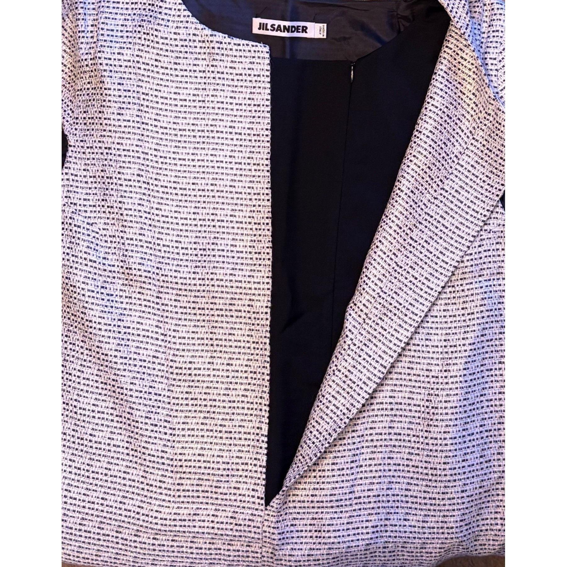 Jil Sander $1280 Jil Sander 42 US 10 Wool Tweed Shift Dress Midi White Size L / US 10 / IT 46 - 4 Thumbnail