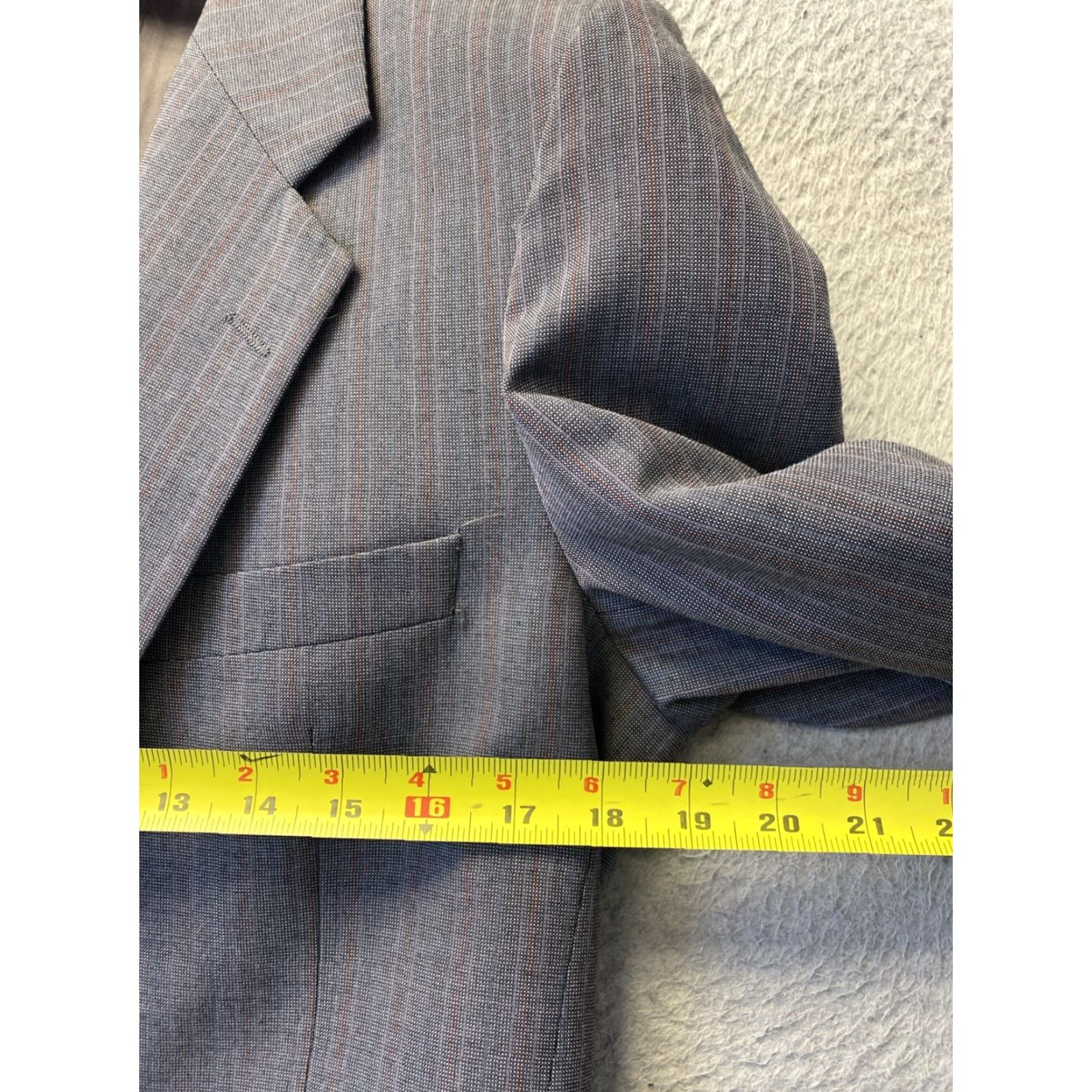 Yves Saint Laurent VINTAGE Yves Saint Laurent YSL Brown Pin Stripe Blazer Men 38 Wool Twill Slim 2-Button Front 4-Button Sleeve Notch Lapel France Vintage Blazer Mens Size 38R - 3 Thumbnail