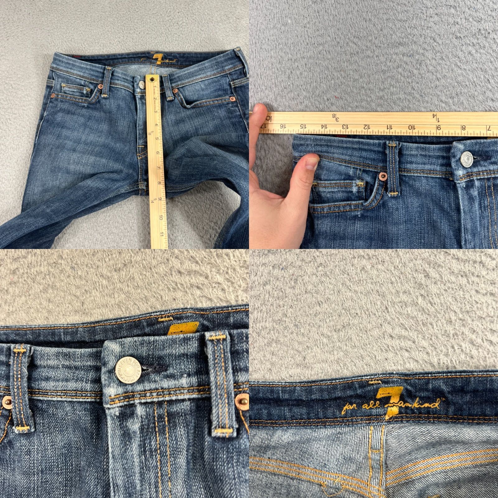 7 For All Mankind 7 For All Mankind Womens Flynt Flare Jeans Size 28 Denim Blue HEMMED 31 Inseam Regular Rise 5-Pocket Size 28" / US 6 / IT 42 - 8 Thumbnail
